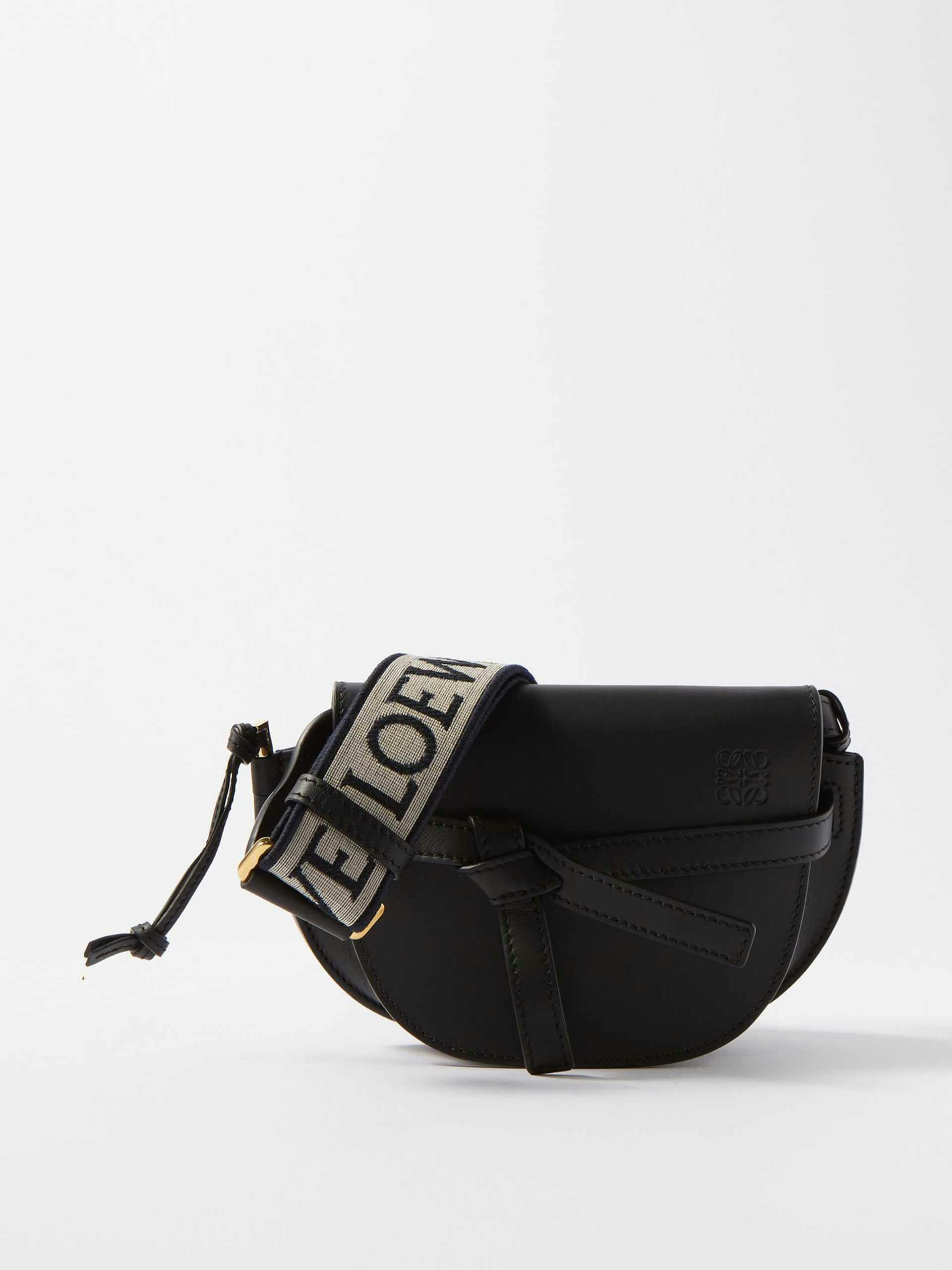 Black mini leather cross-body bag