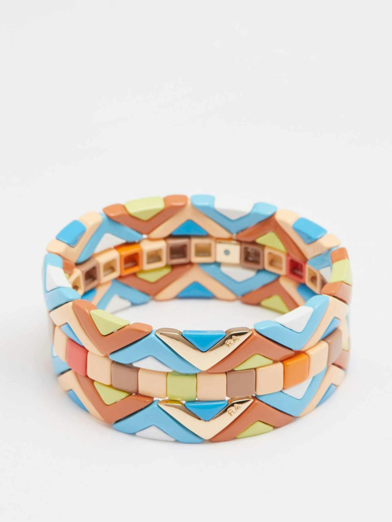 Multicoloured enamelled bracelet set
