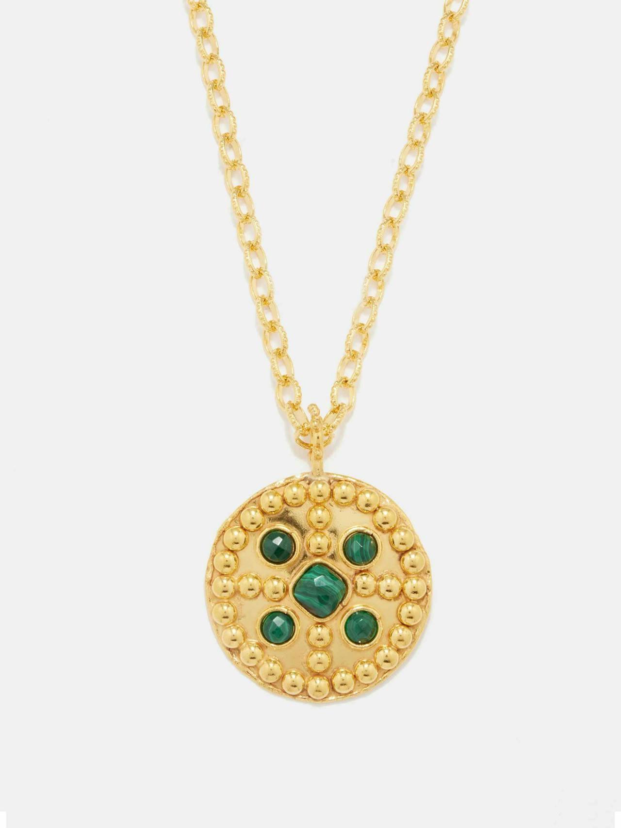 Medicis malachite & gold-plated necklace