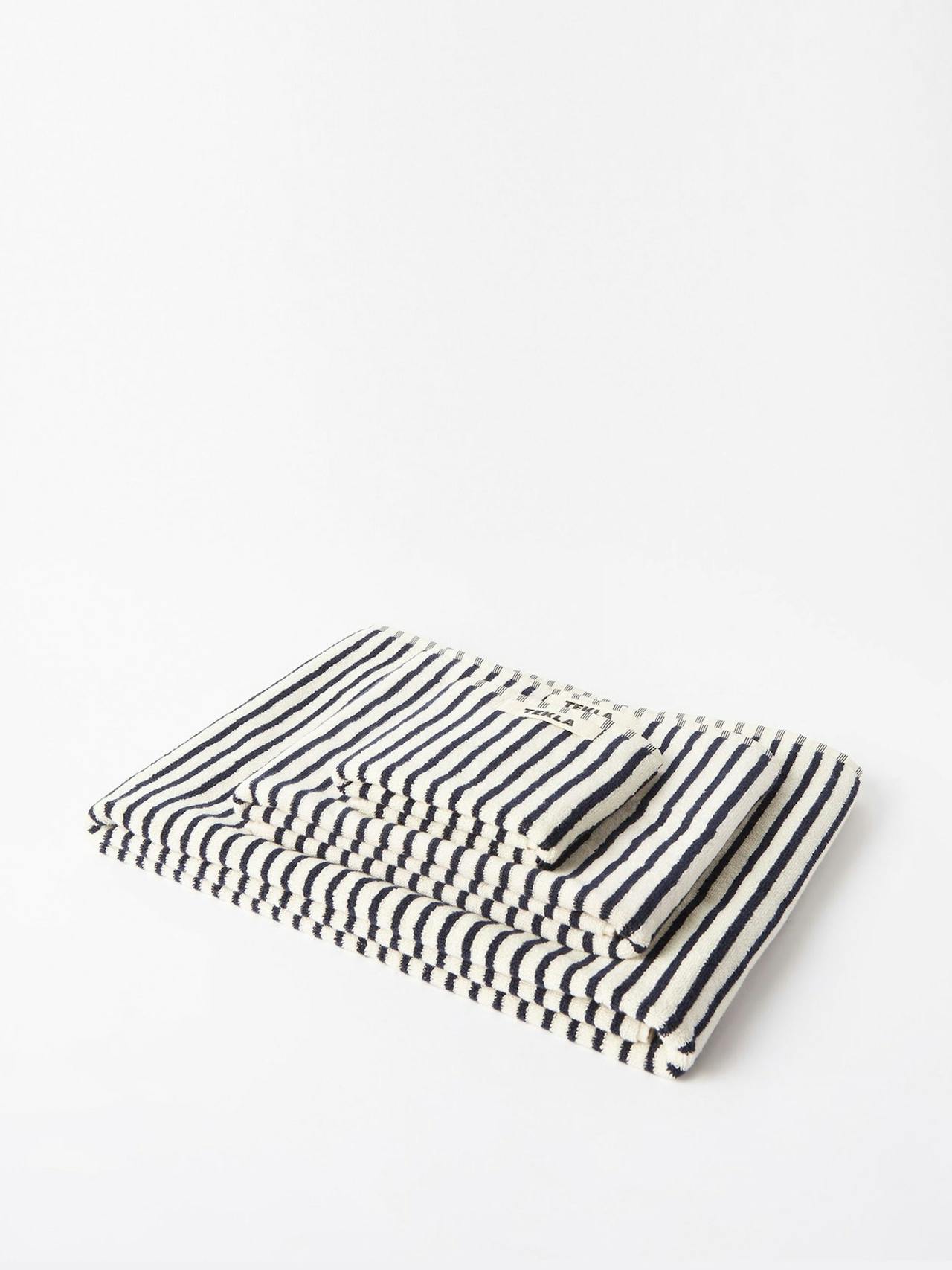 Set of three striped organic-cotton towels