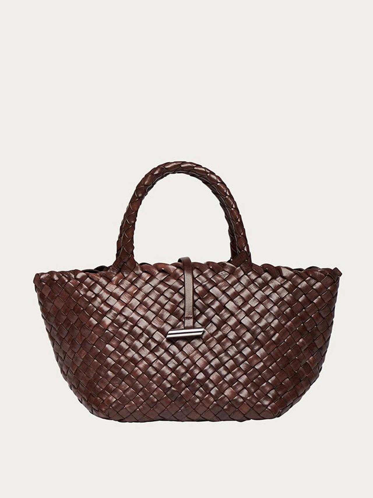 Dark brown mini leather basket bag