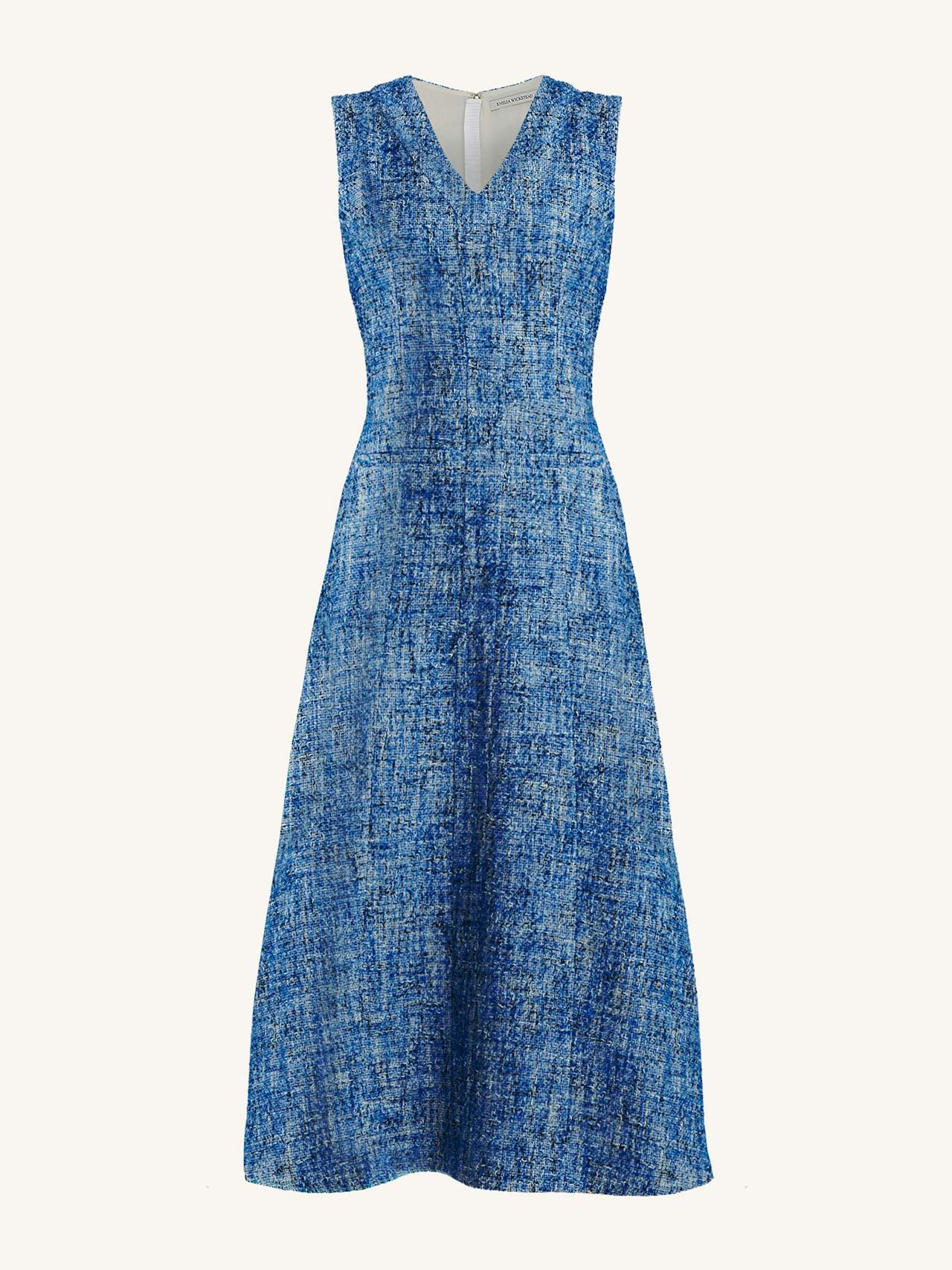 Mio dress in blue cotton tweed