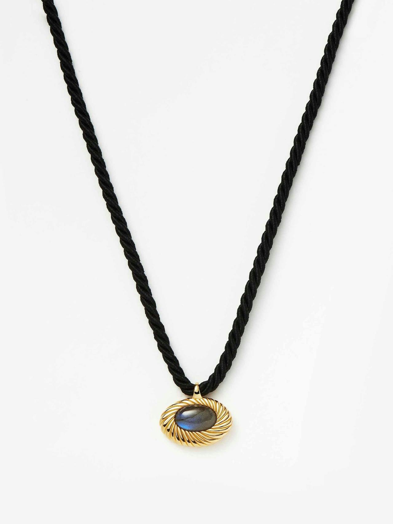 Wavy ridge caspia gemstone cord necklace