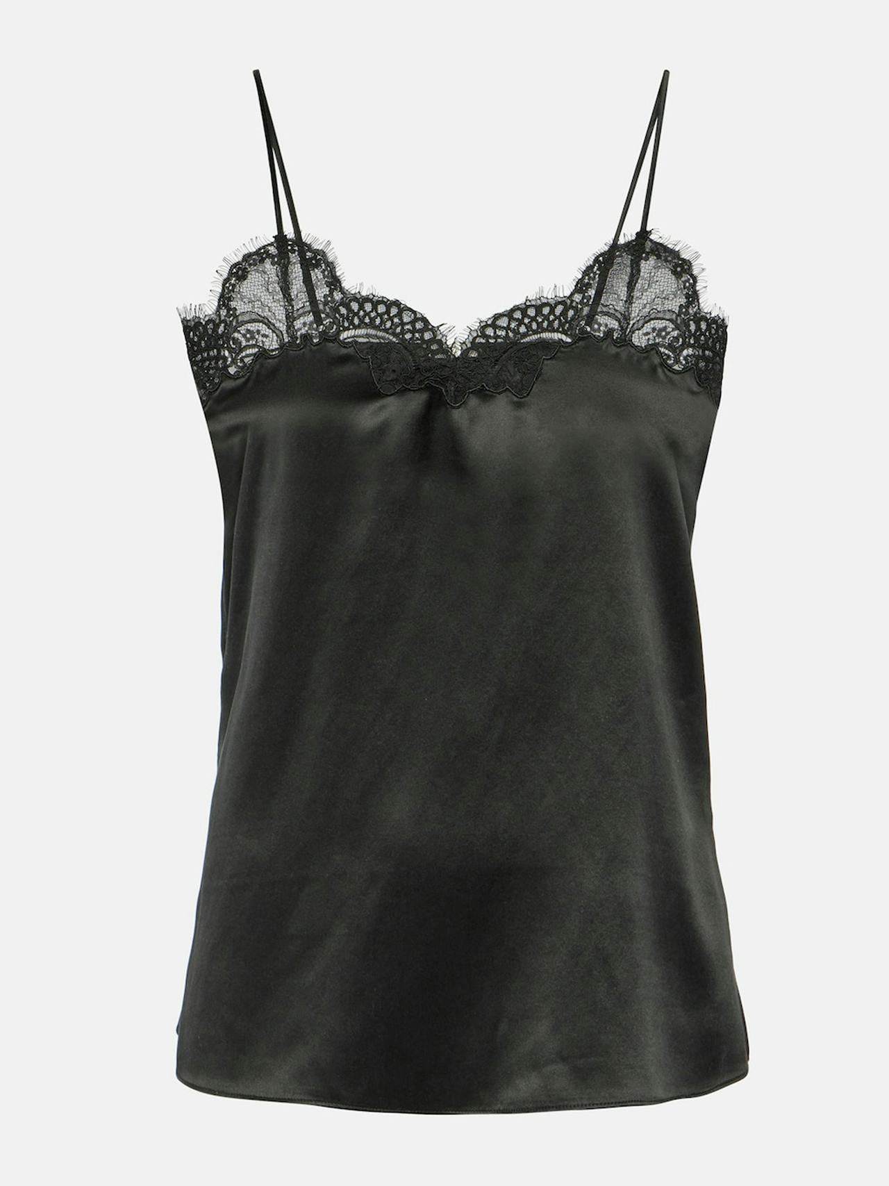 Lace-trimmed silk satin camisole