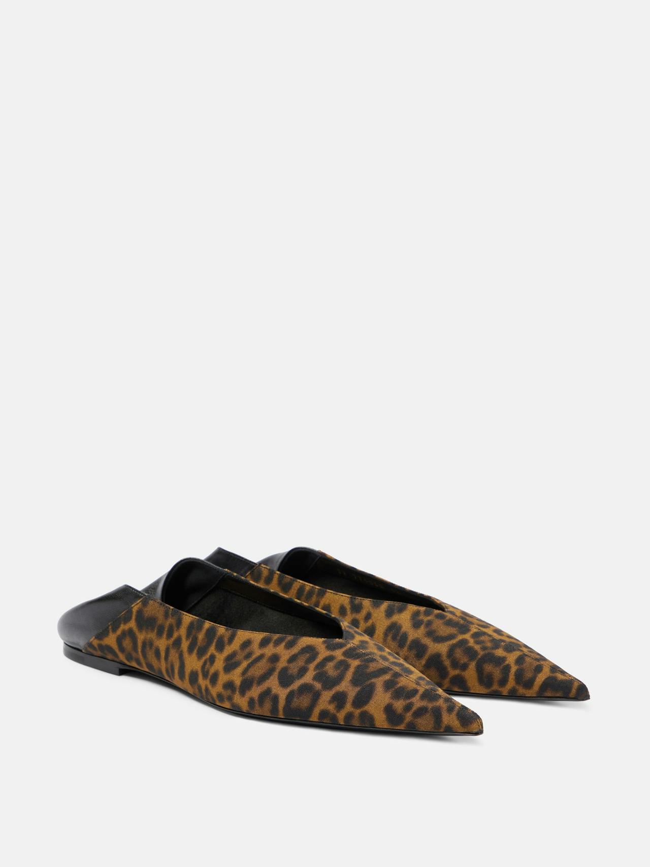 Nour leopard-print leather-trimmed mules