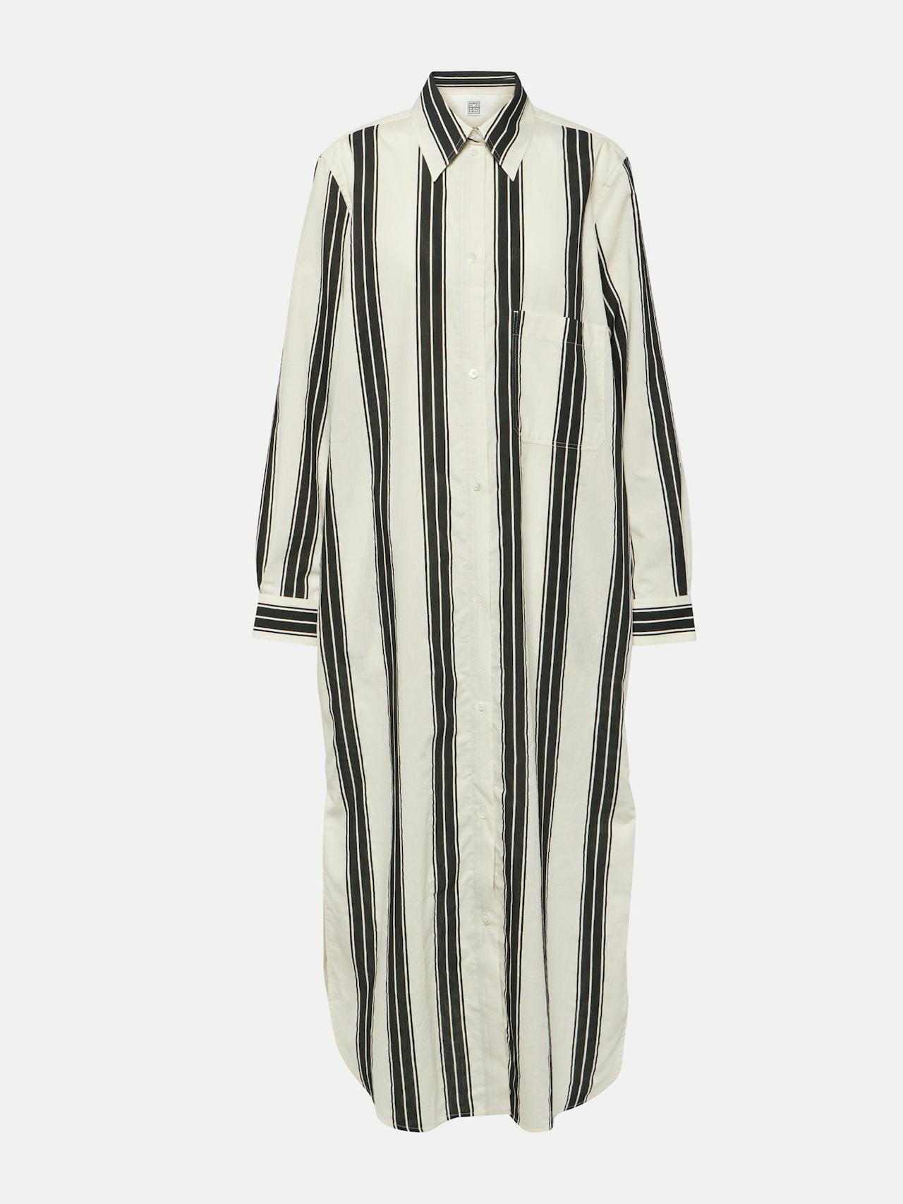 Jacquard striped cotton-blend shirt dress