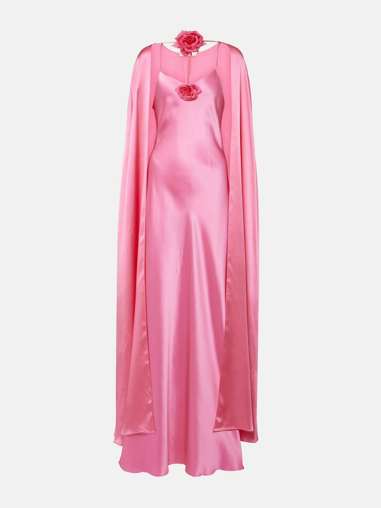 Caped silk gown
