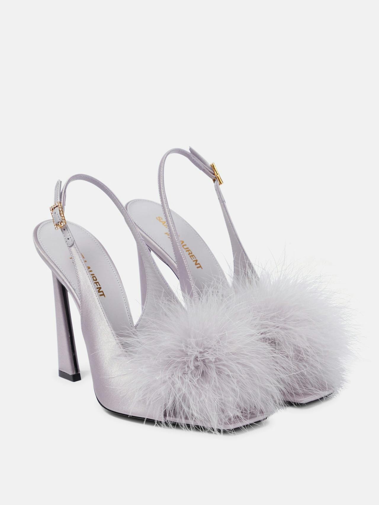Mae 110 feather-trimmed slingback sandals