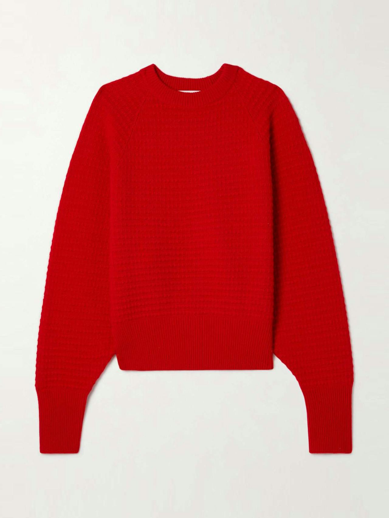 Waffle-knit merino wool and cashmere-blend sweater