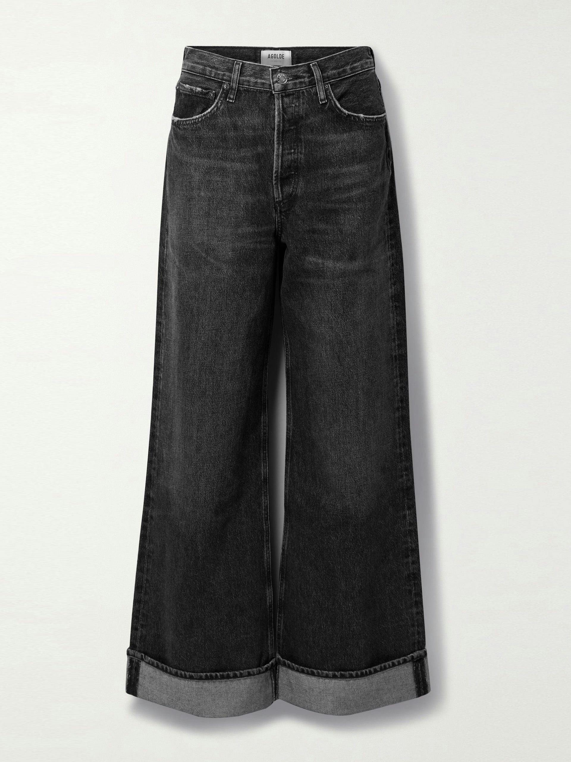 Dame distressed high-rise wide-leg jeans