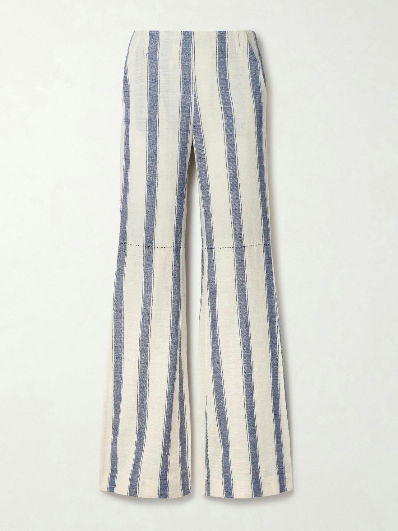 Charlie striped cotton-gauze flared pants