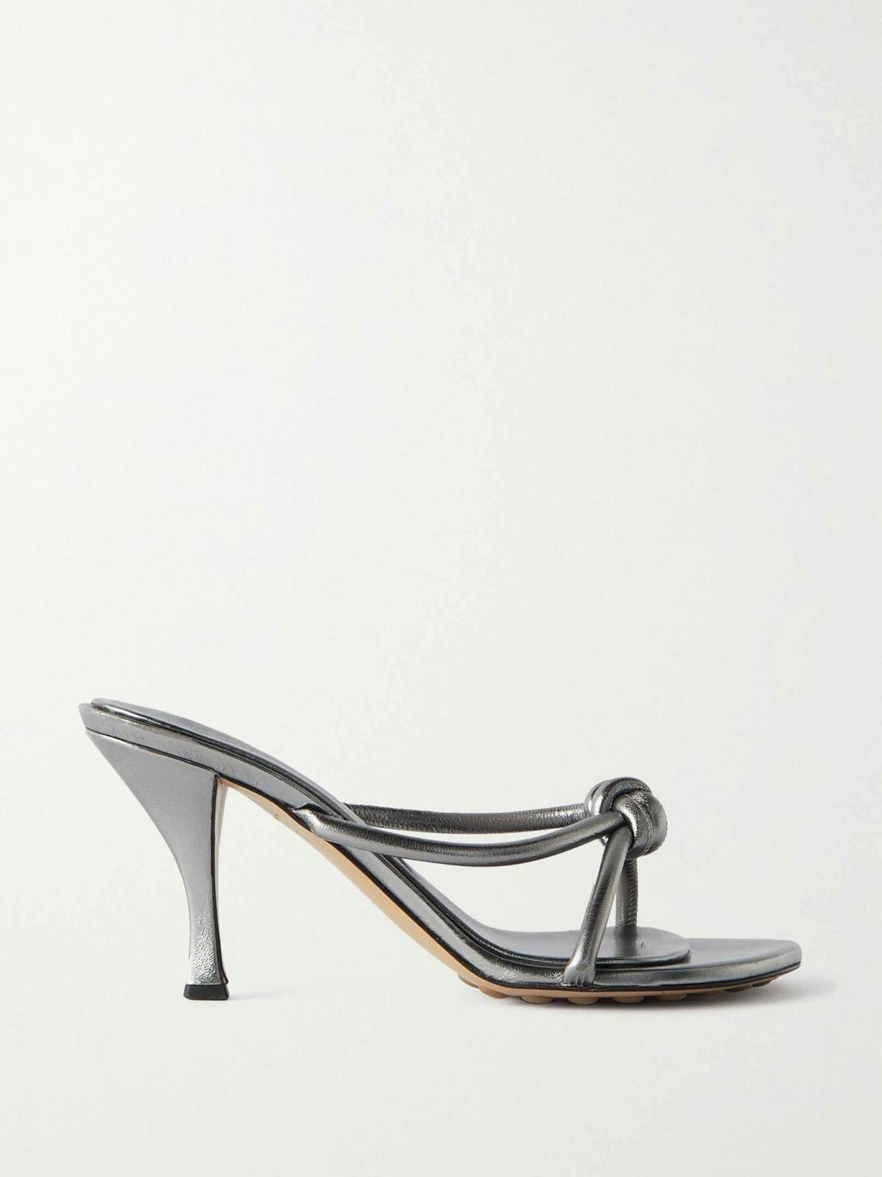 Blink knotted metallic leather mules