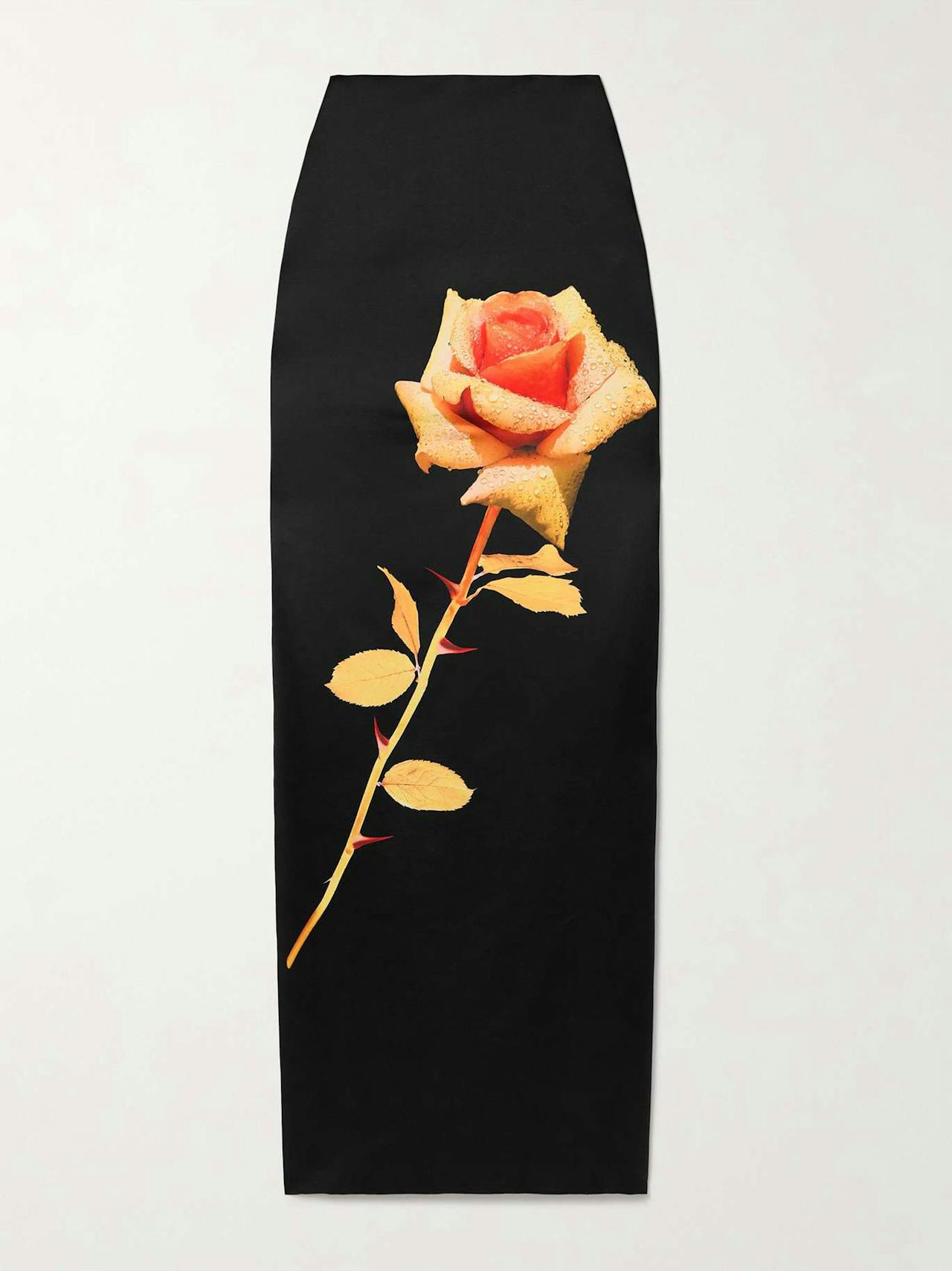 Floral-print duchesse-satin maxi skirt