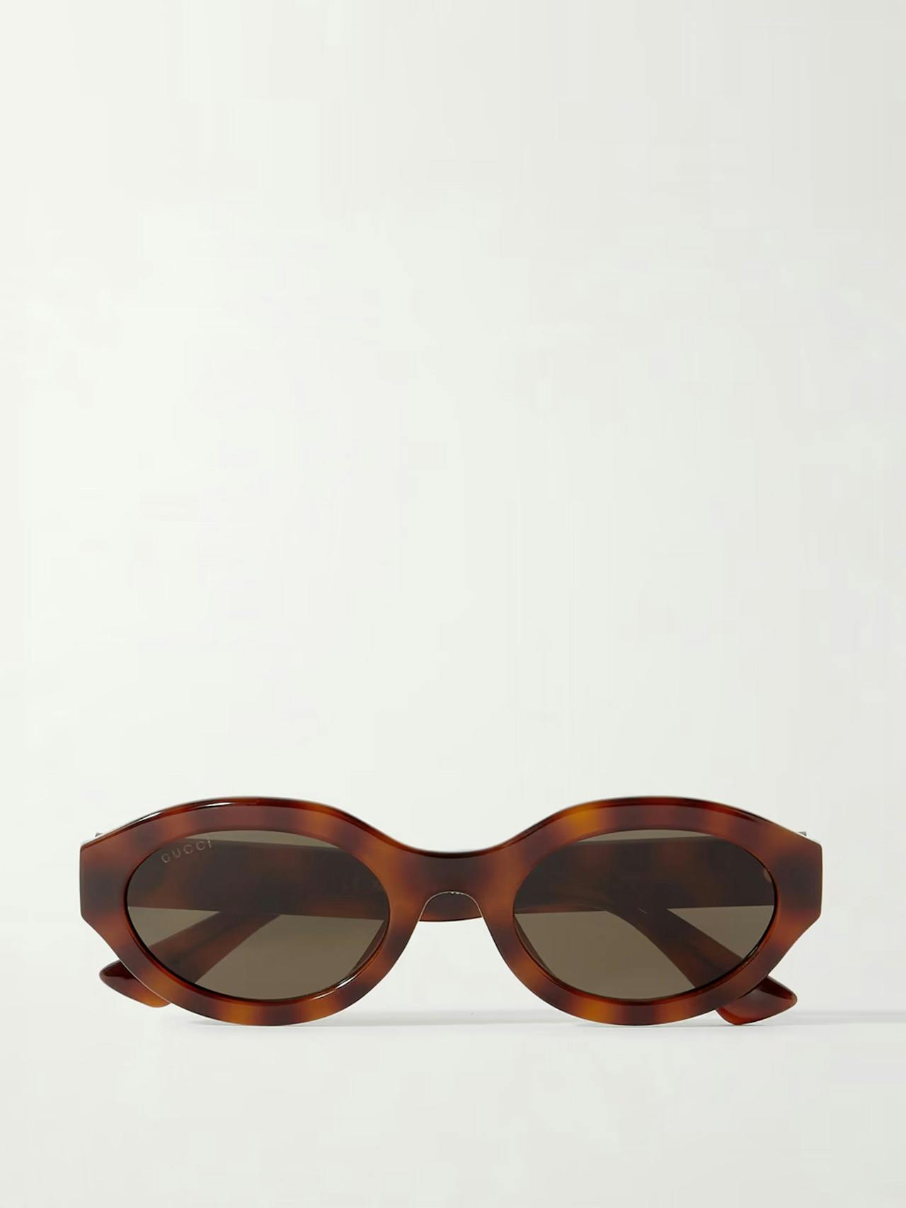 Oval-frame tortoiseshell acetate sunglasses