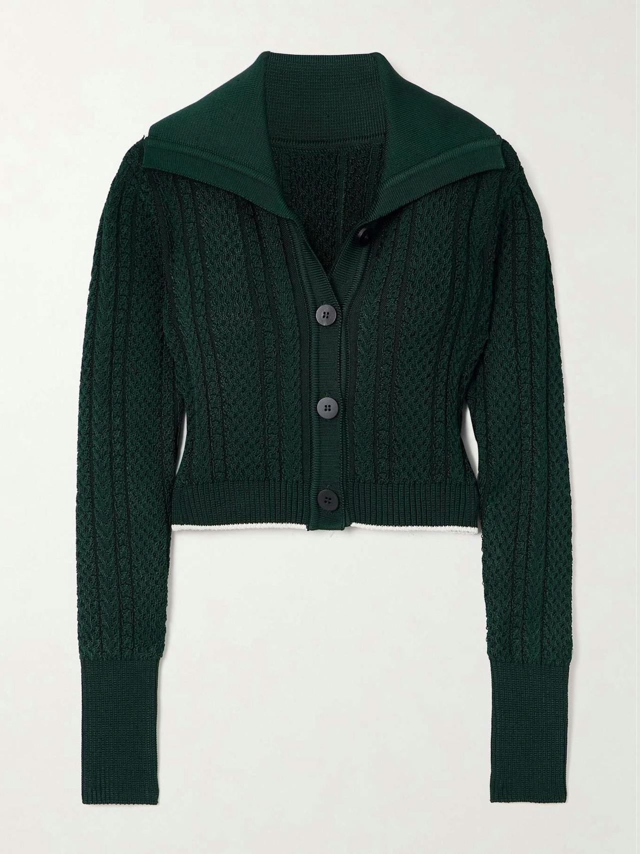 Bela cropped cable-knit cardigan