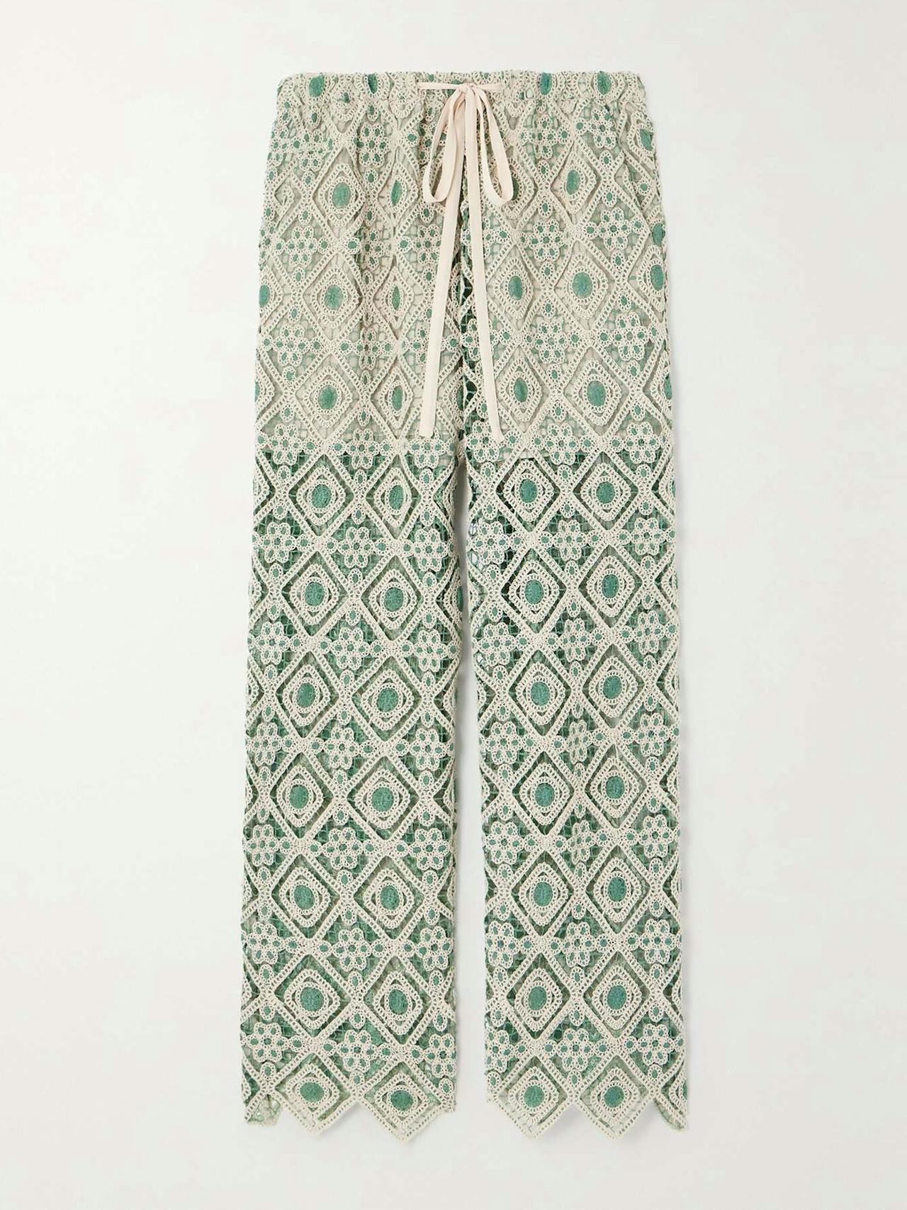 Crocheted wide-leg pants