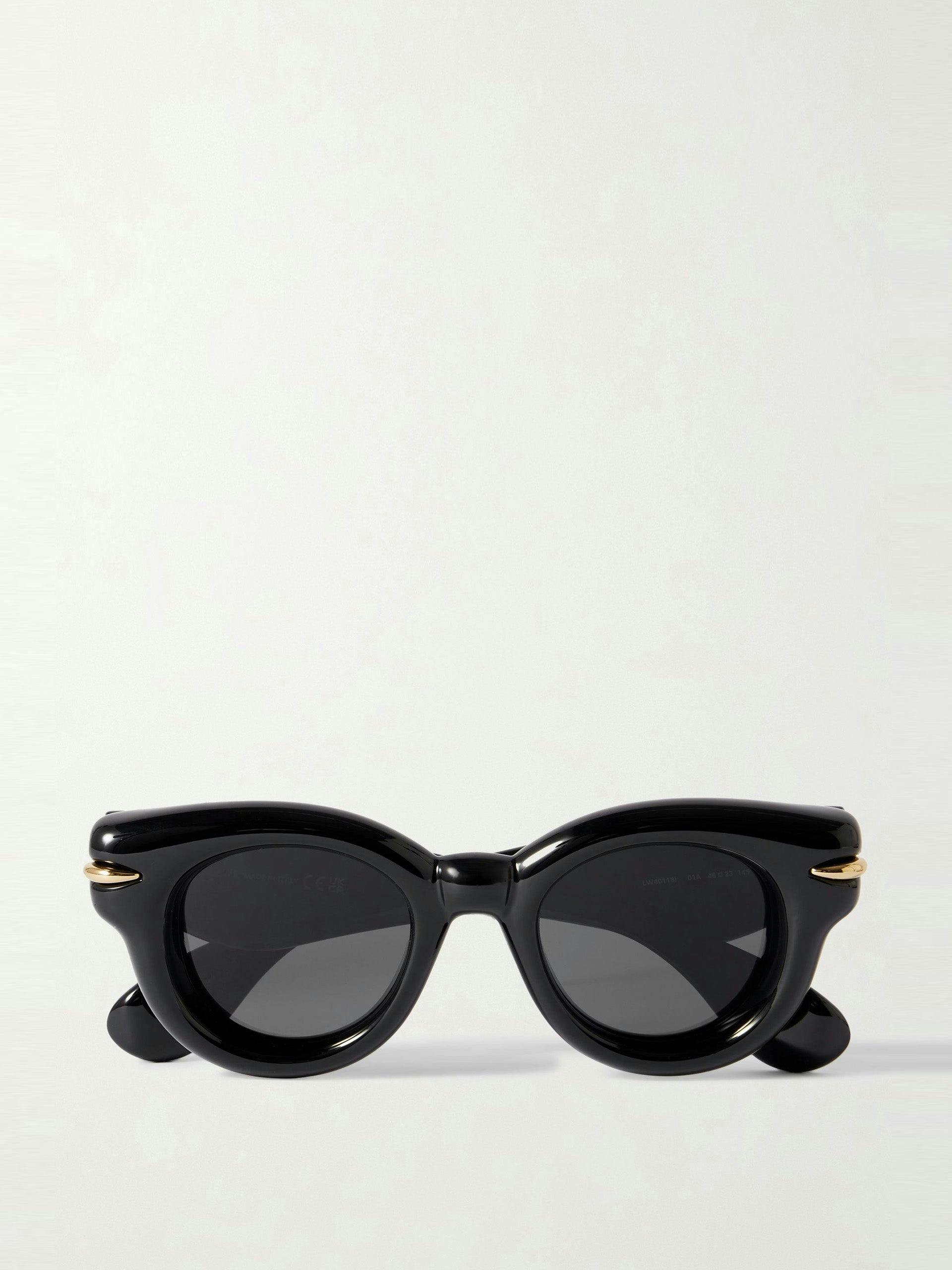 Inflated gold-tone embellished cat-eye acetate sunglasses