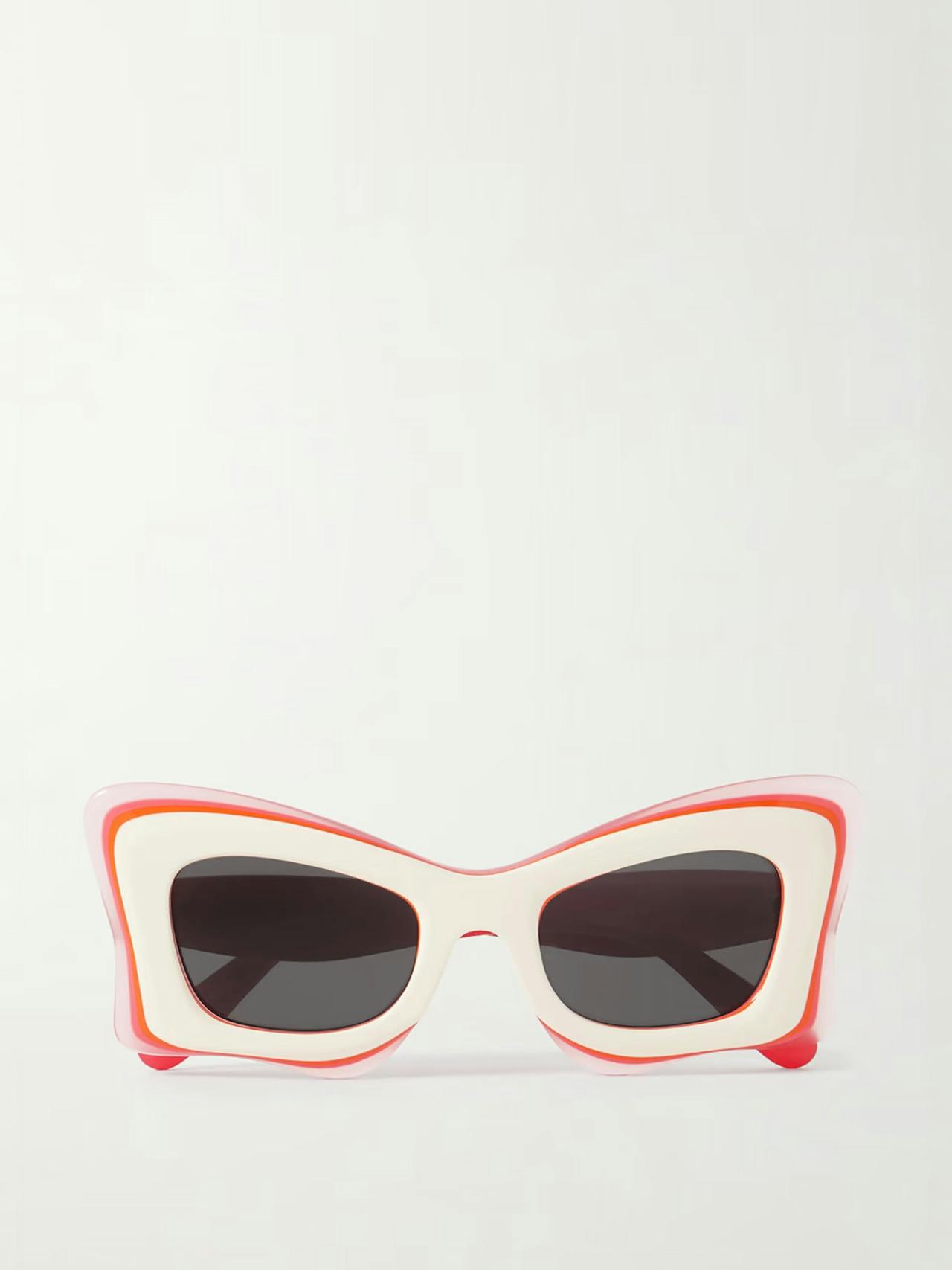 Layered cat-eye acetate sunglasses