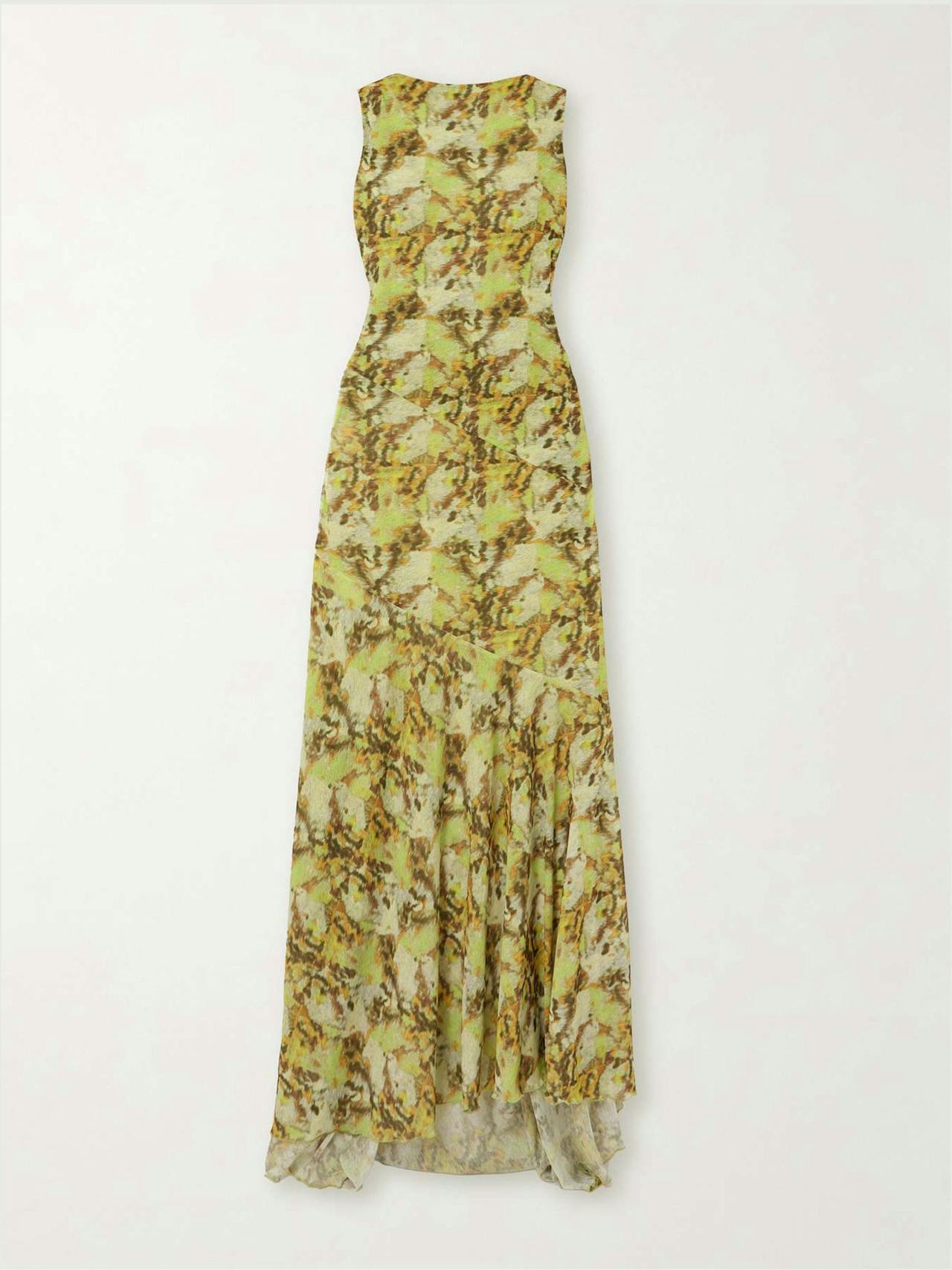 Open-back printed recycled crepe maxi dress
