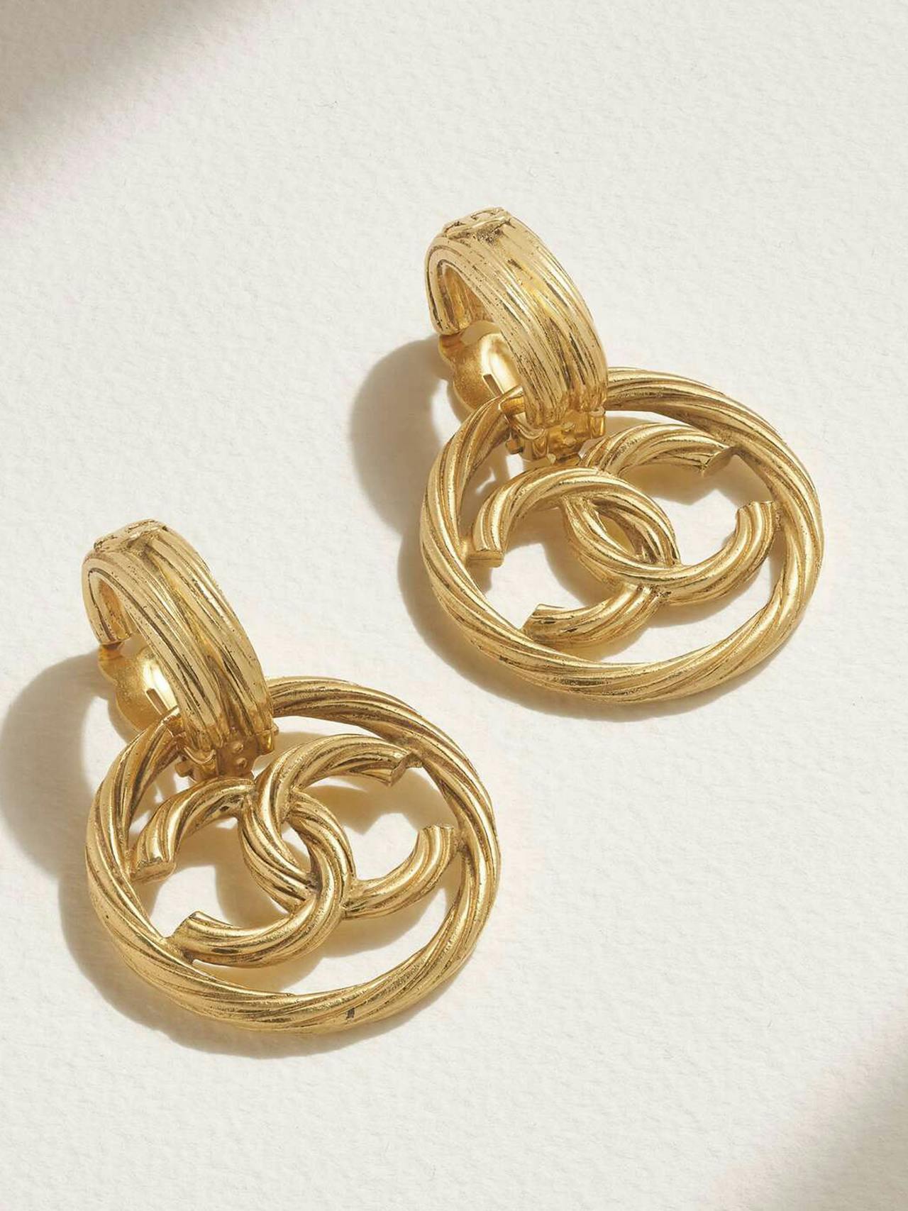 Gold-plated hoop clip earrings