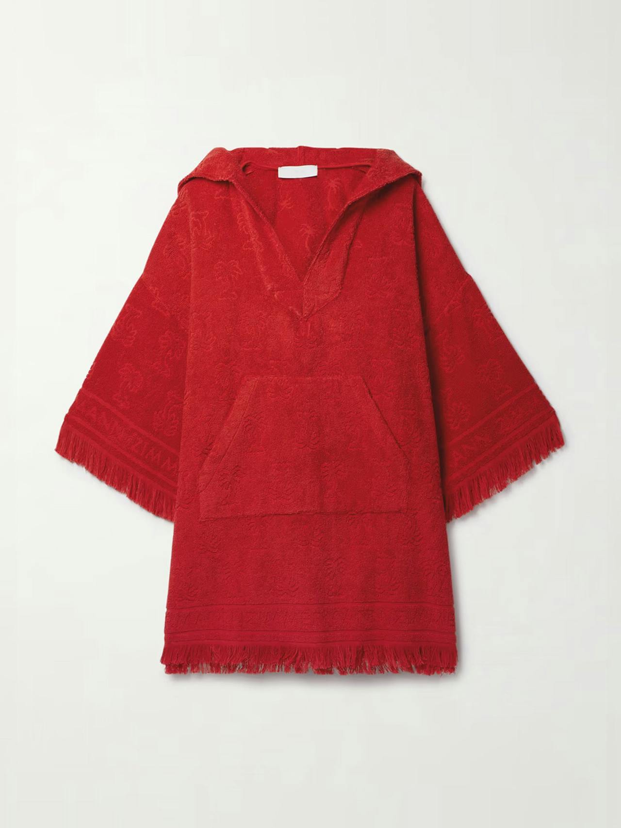 Junie fringed cotton-terry jacquard coverup