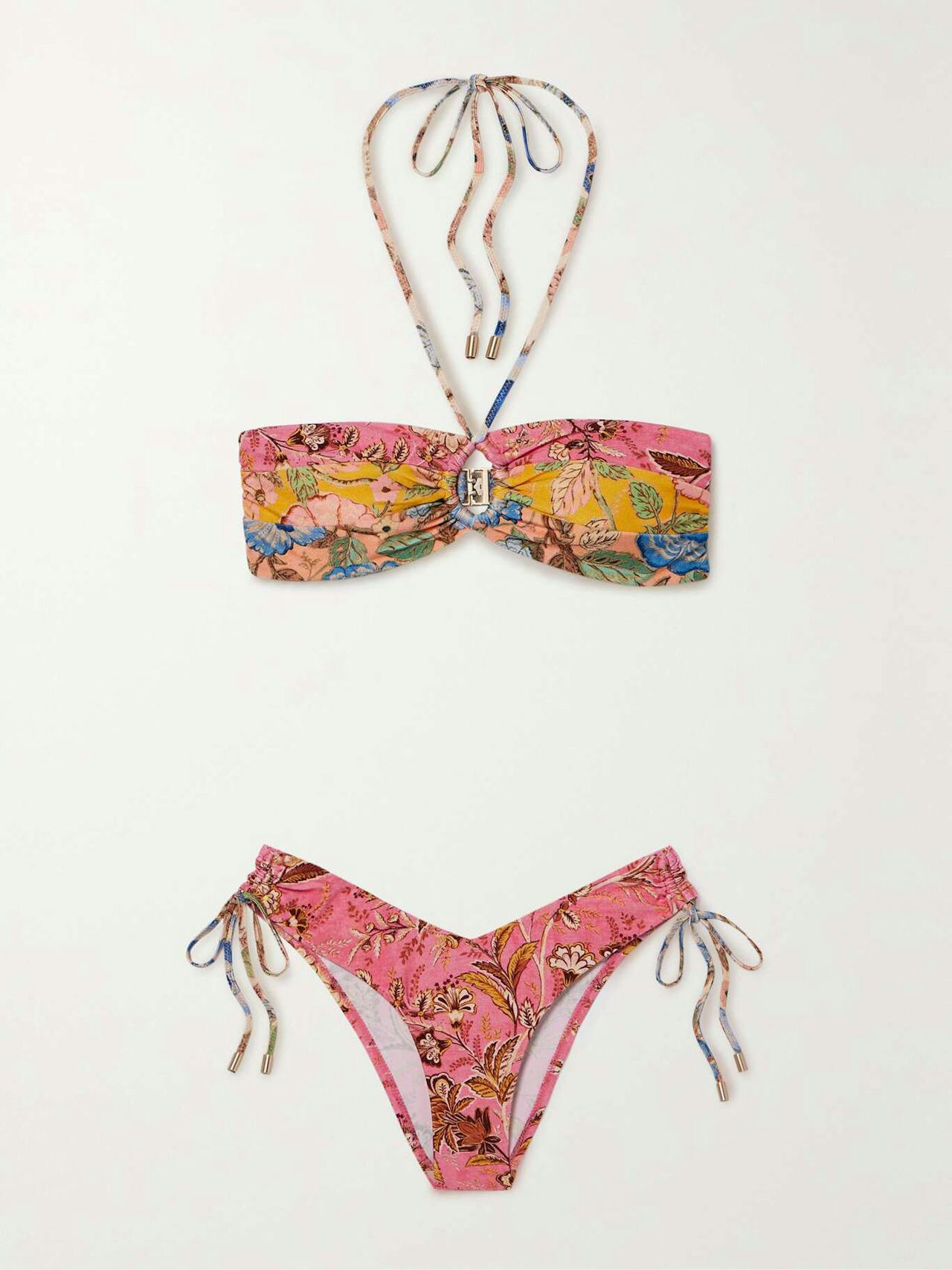 Junie halterneck cutout floral-print bikini