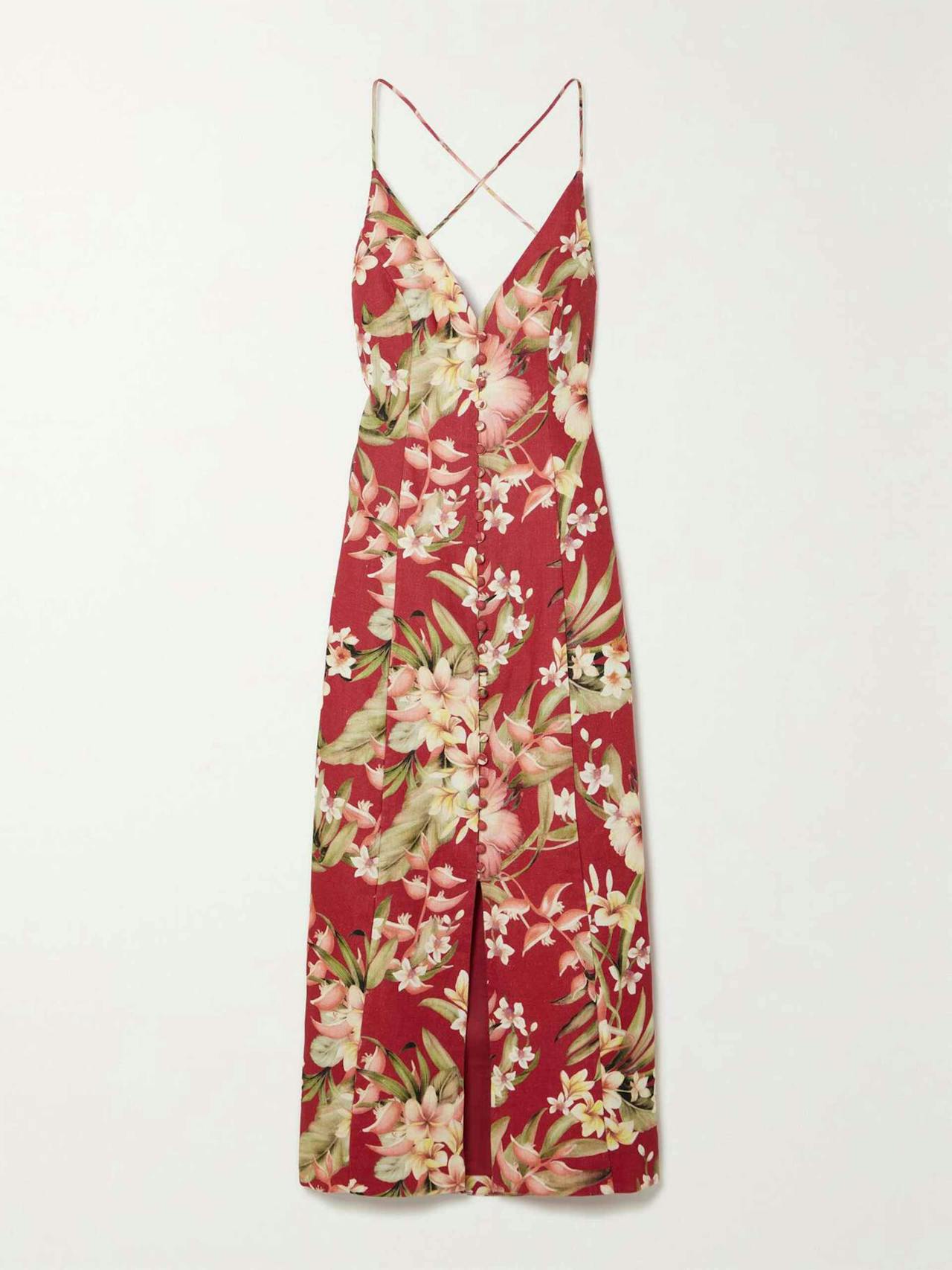 Lexi floral-print linen midi dress