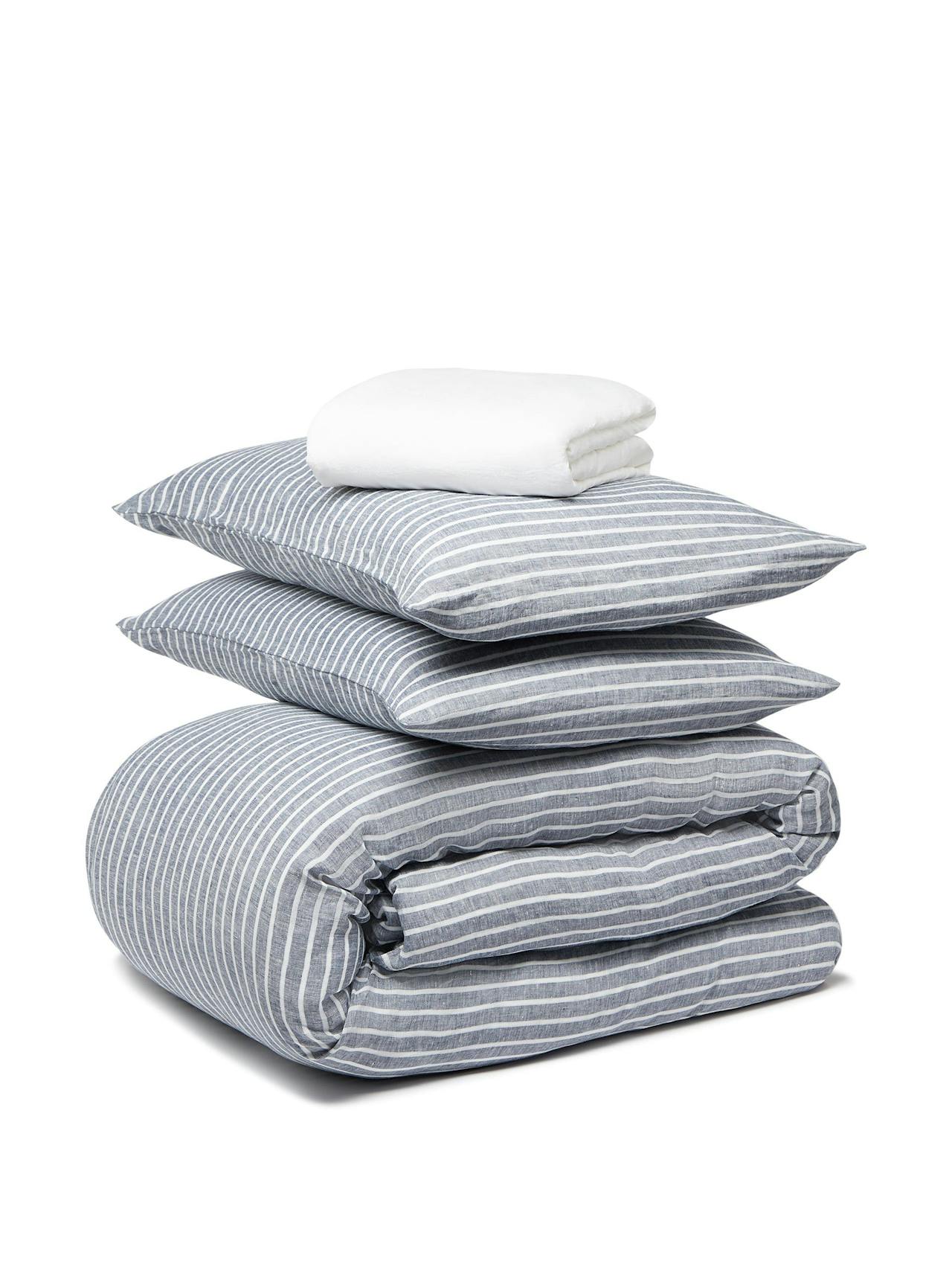 Stripe linen bedding bundle