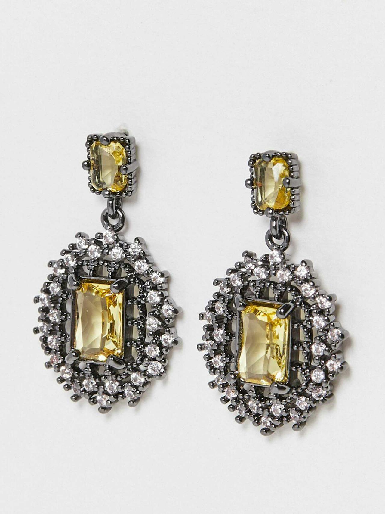 Jovie oval stone drop stud earrings