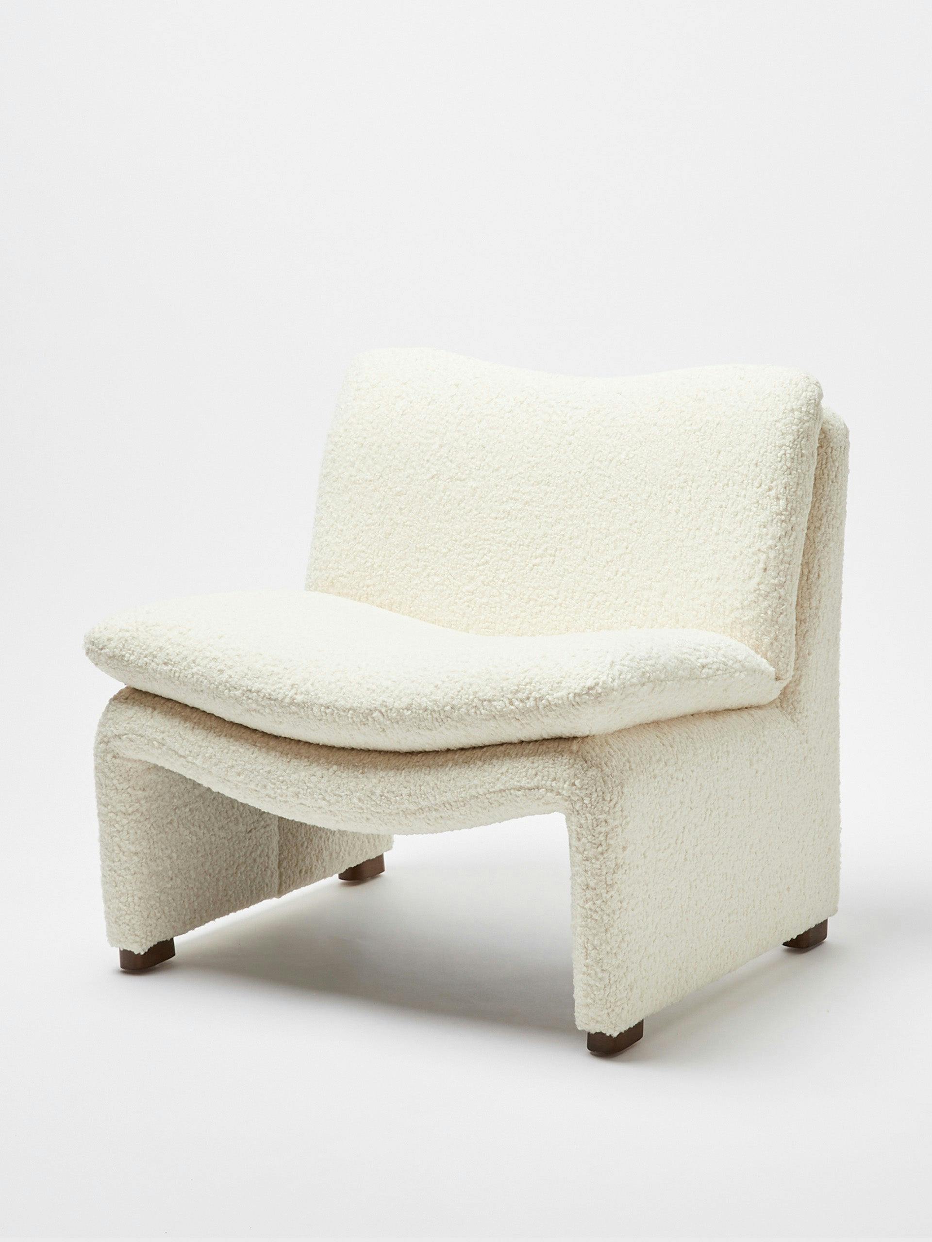 White faux sheepskin chair