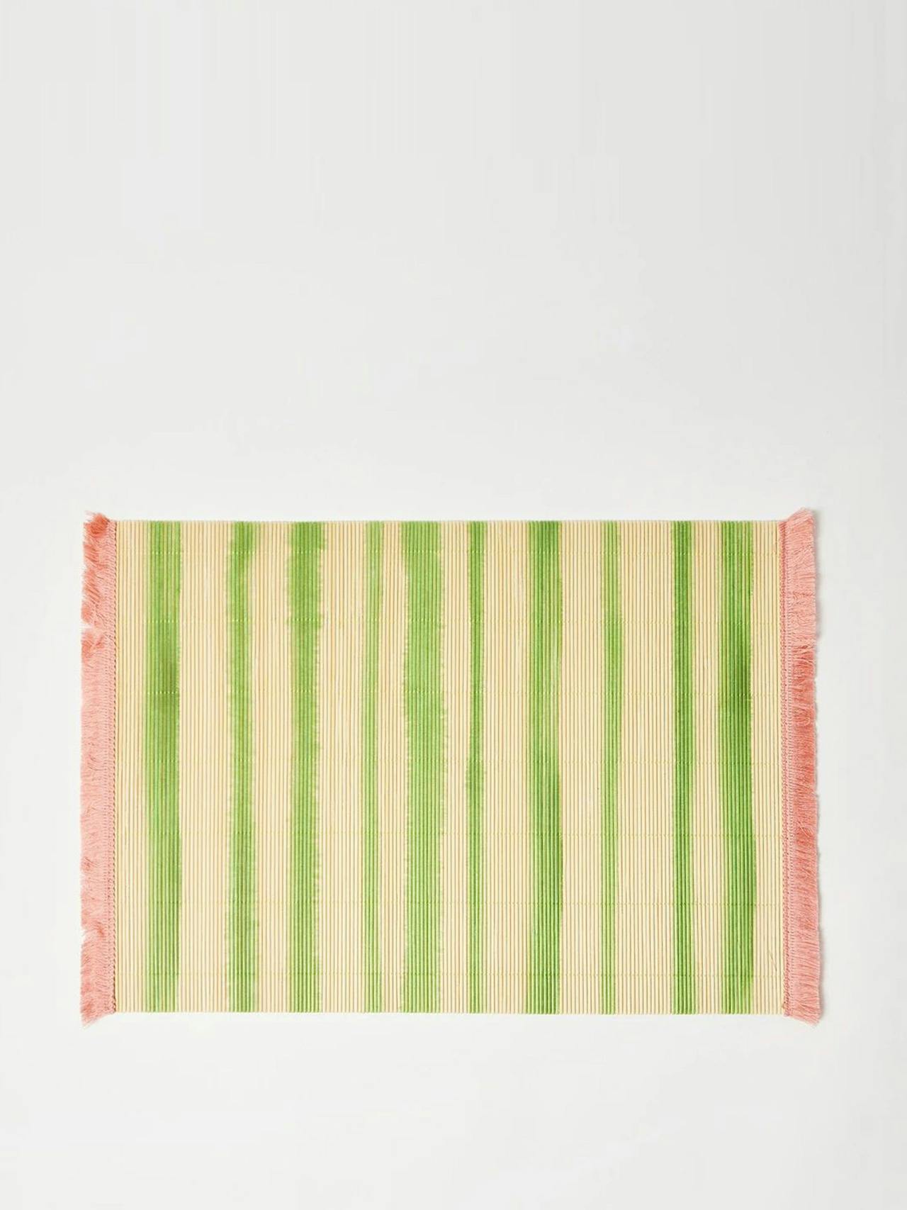 Ena green stripe bamboo placemat