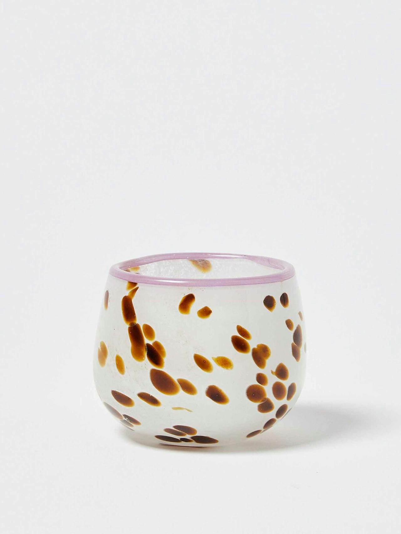 Flores spotty glass tealight candle holder