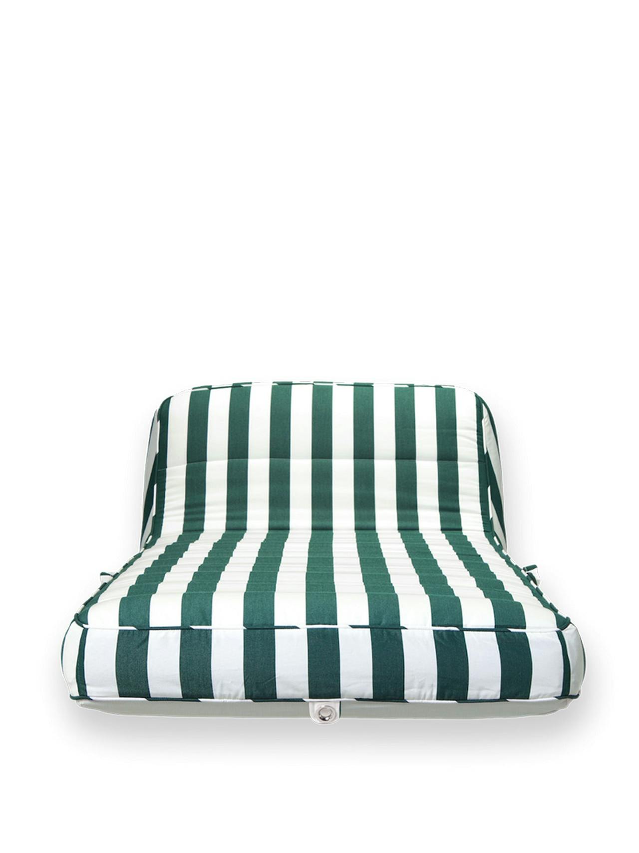 Green and white stripe pool float