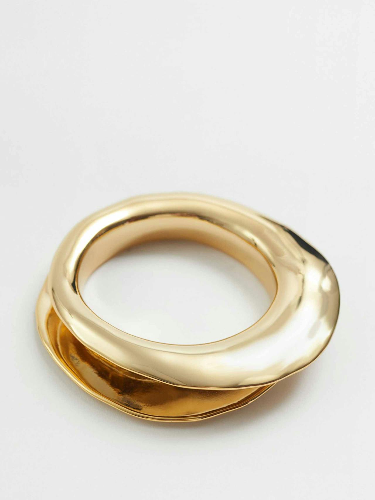 Gold sculpted cuff bracelet