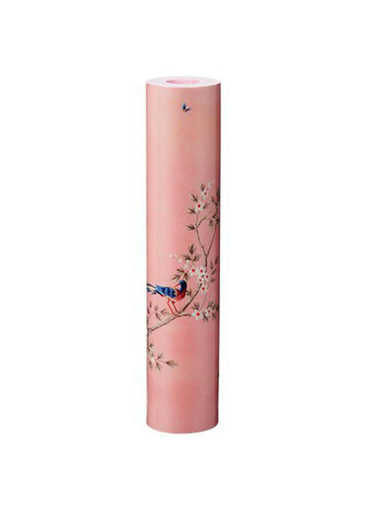 Pink chinoiserie candlestick