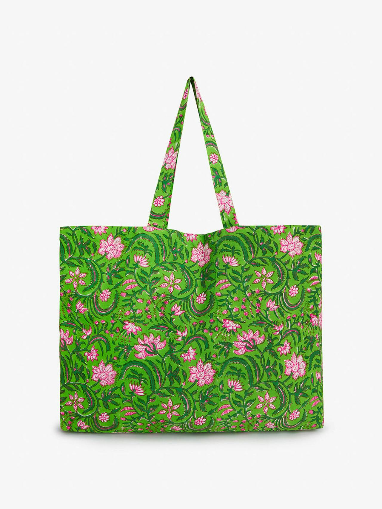 Lime jungle canvas bag