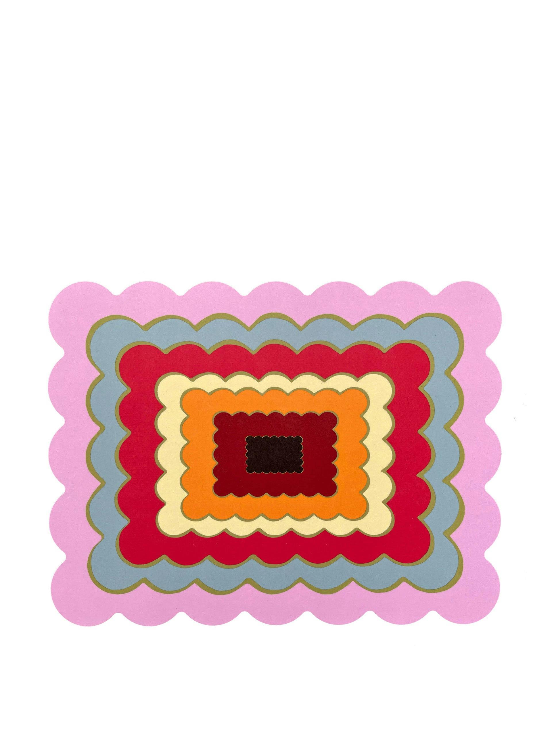Pink rainbow scallop edge placemat