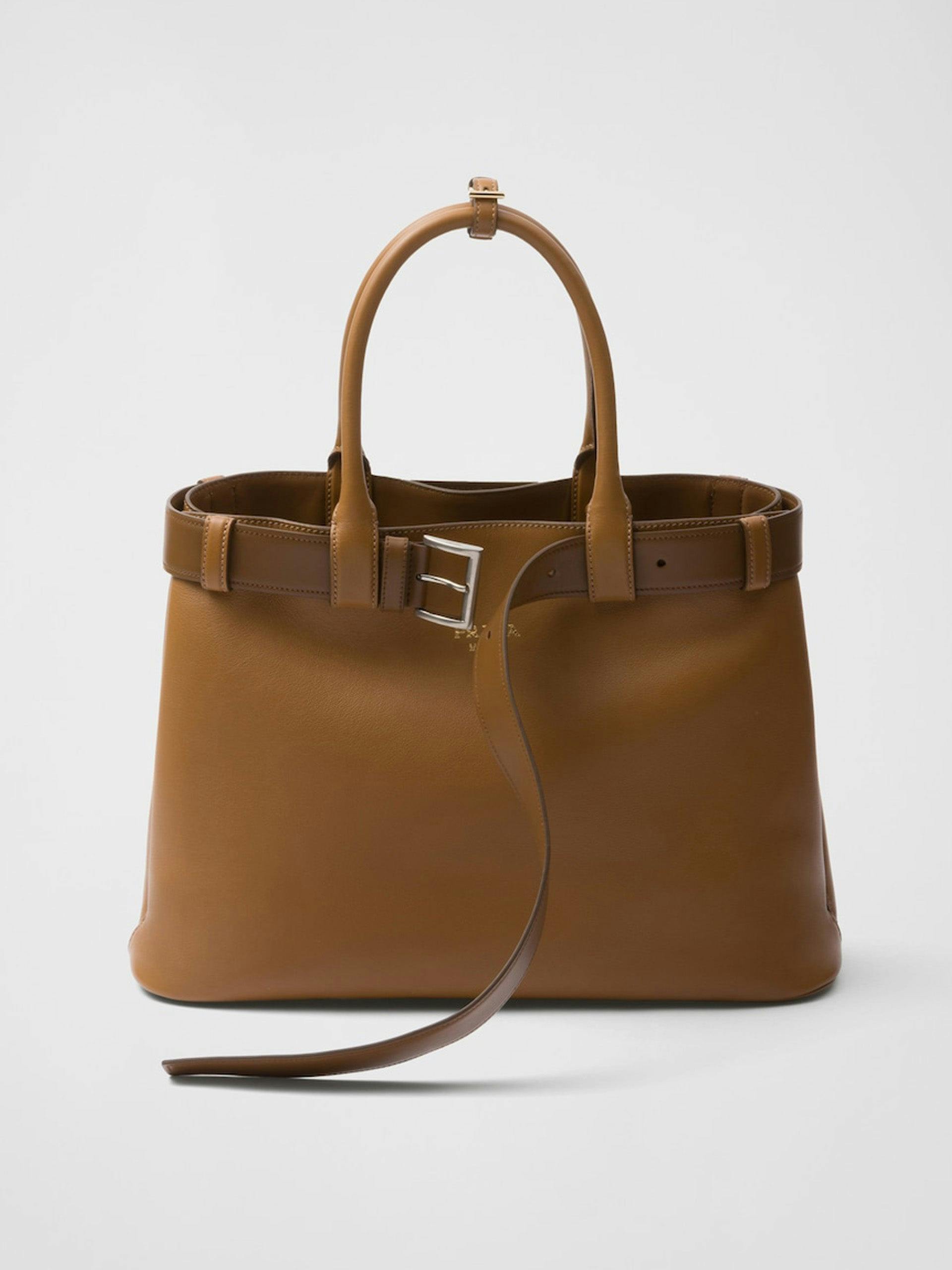 Prada Buckle large leather handbag with belt