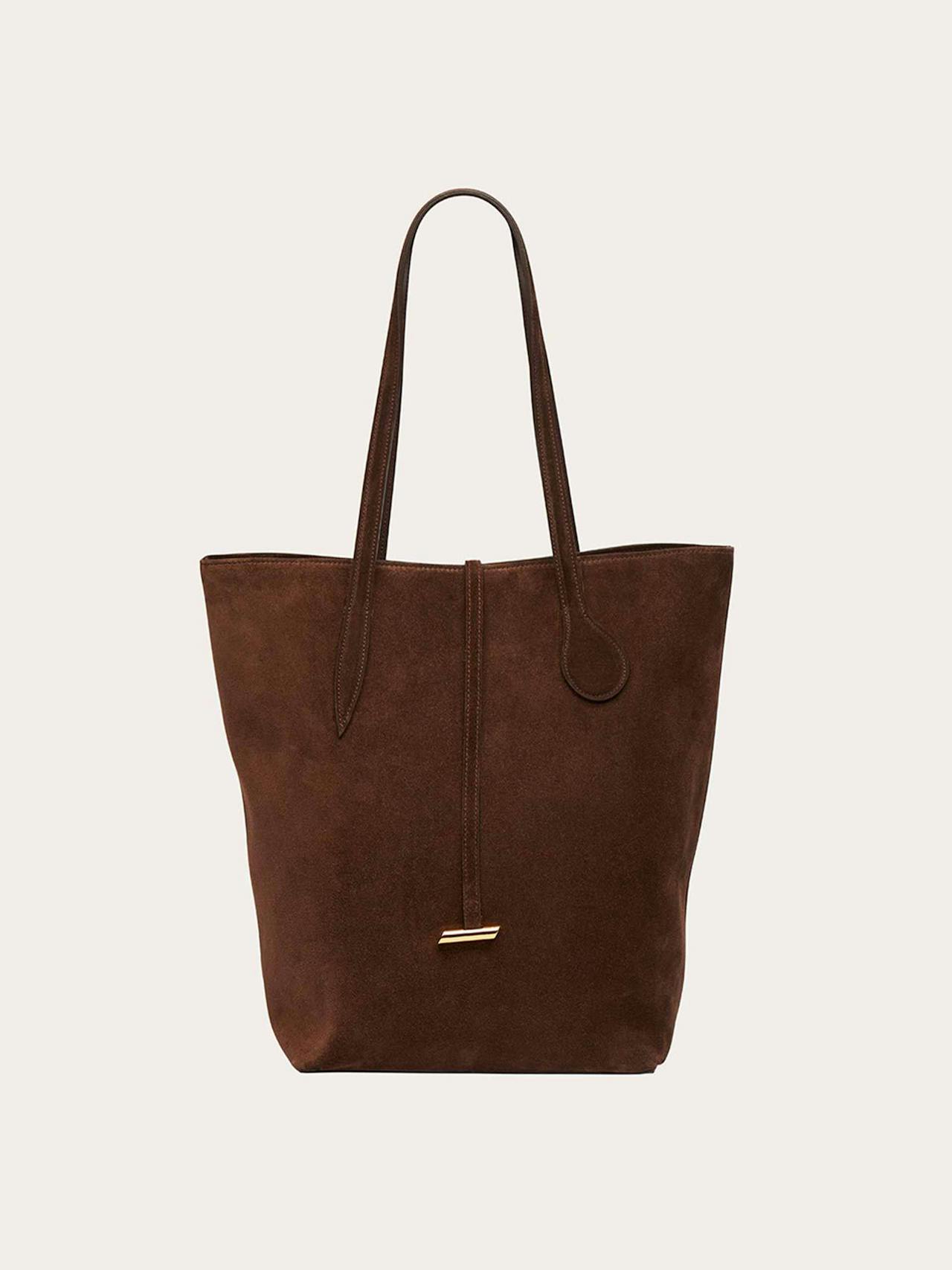 Dark brown tall sprout suede tote bag