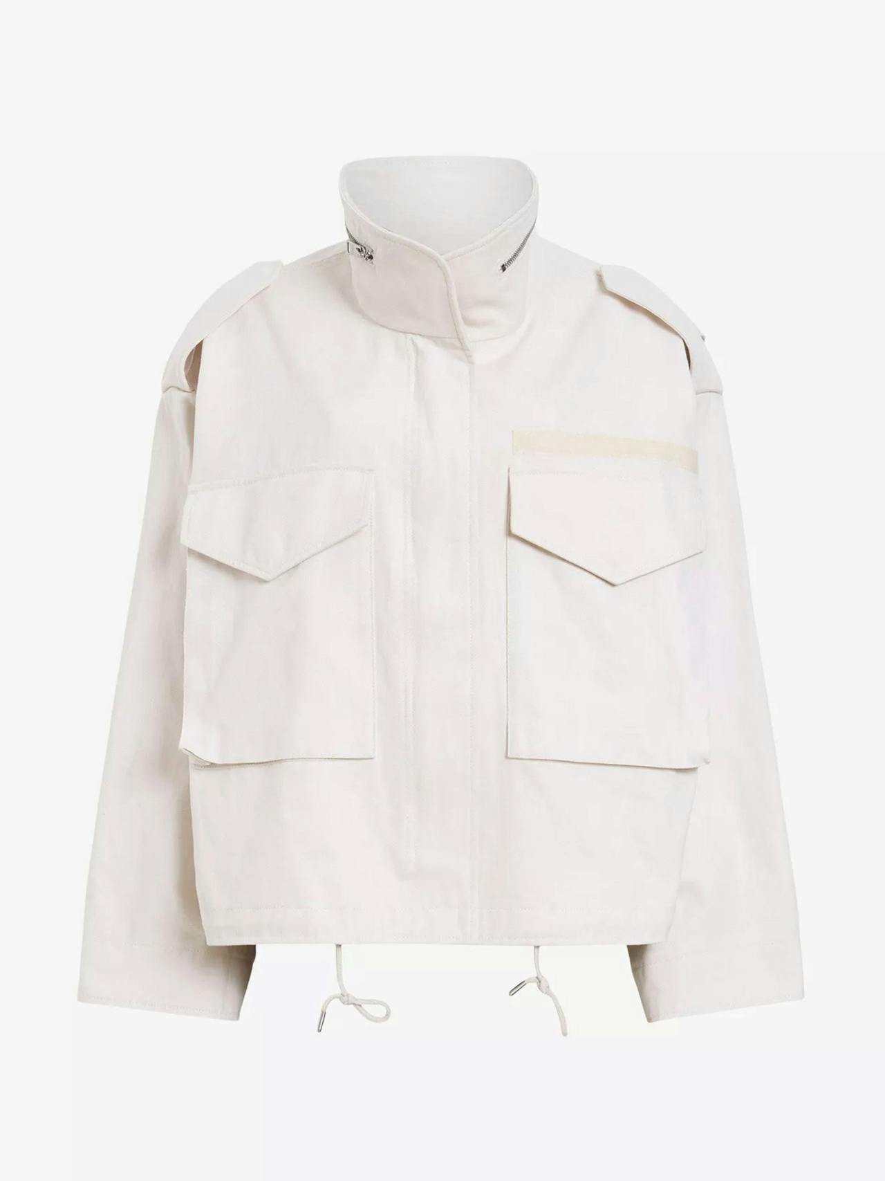 Amelia high-neck cropped organic-cotton jacket