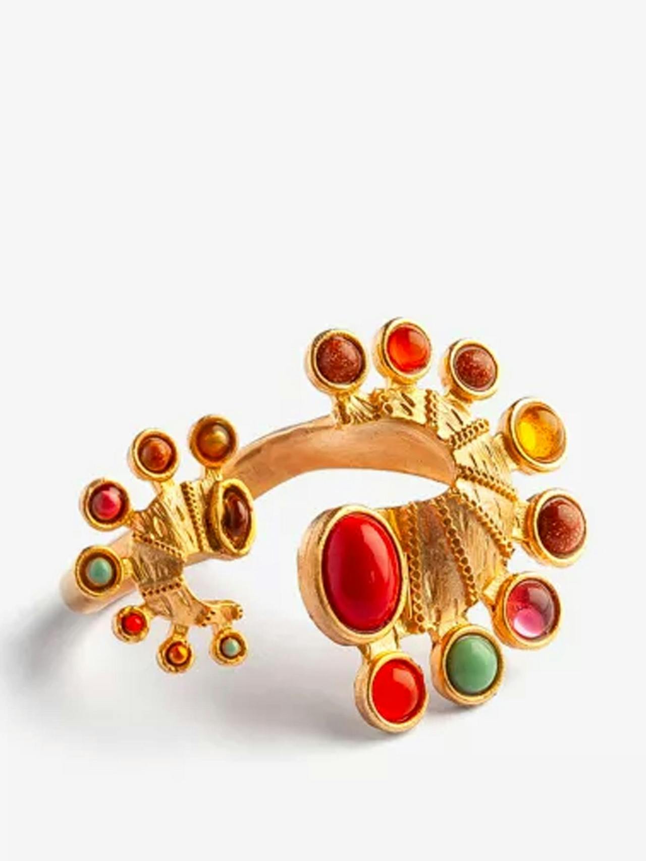 Sonia Petroff Seahorse gold-plated brass and gemstone ring