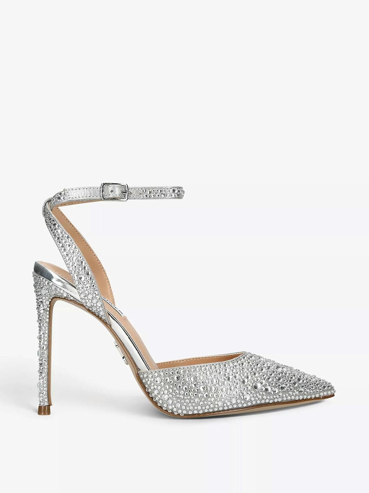 Revert crystal-embellished satin heeled sandals