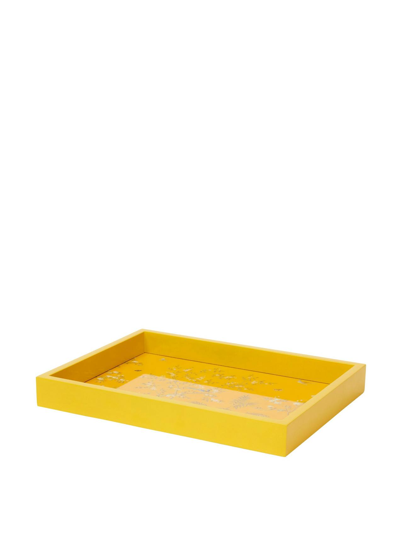 Yellow small chinoiserie tray
