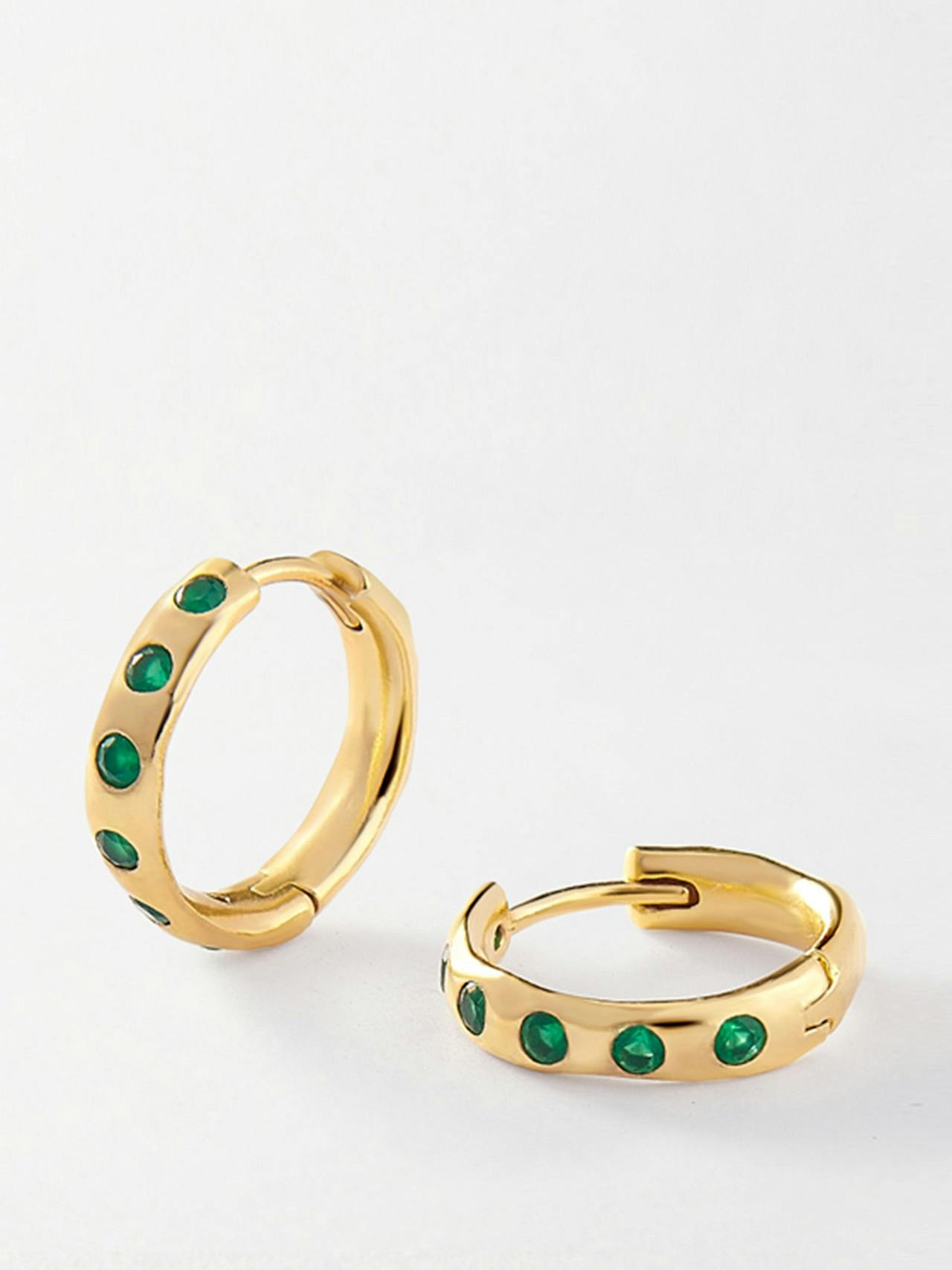 Gold solstice green onyx earrings
