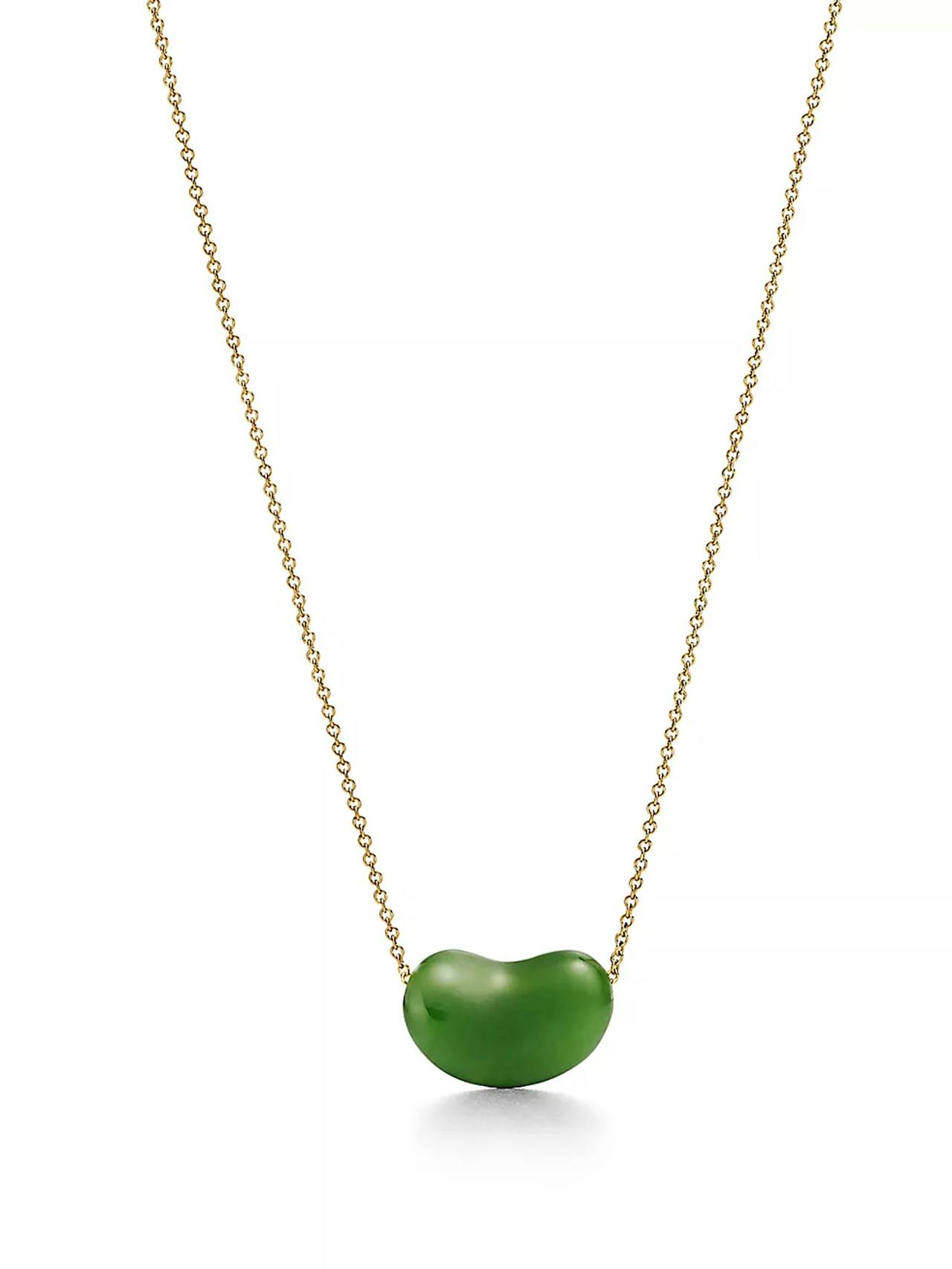 Elsa Peretti 18kt gold and green jade Bean pendant