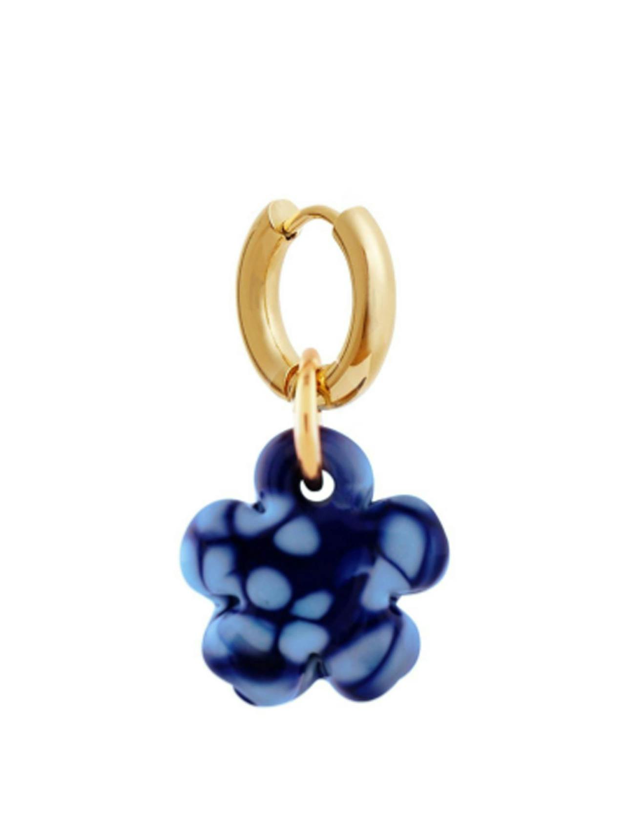 Blue glass clover earring