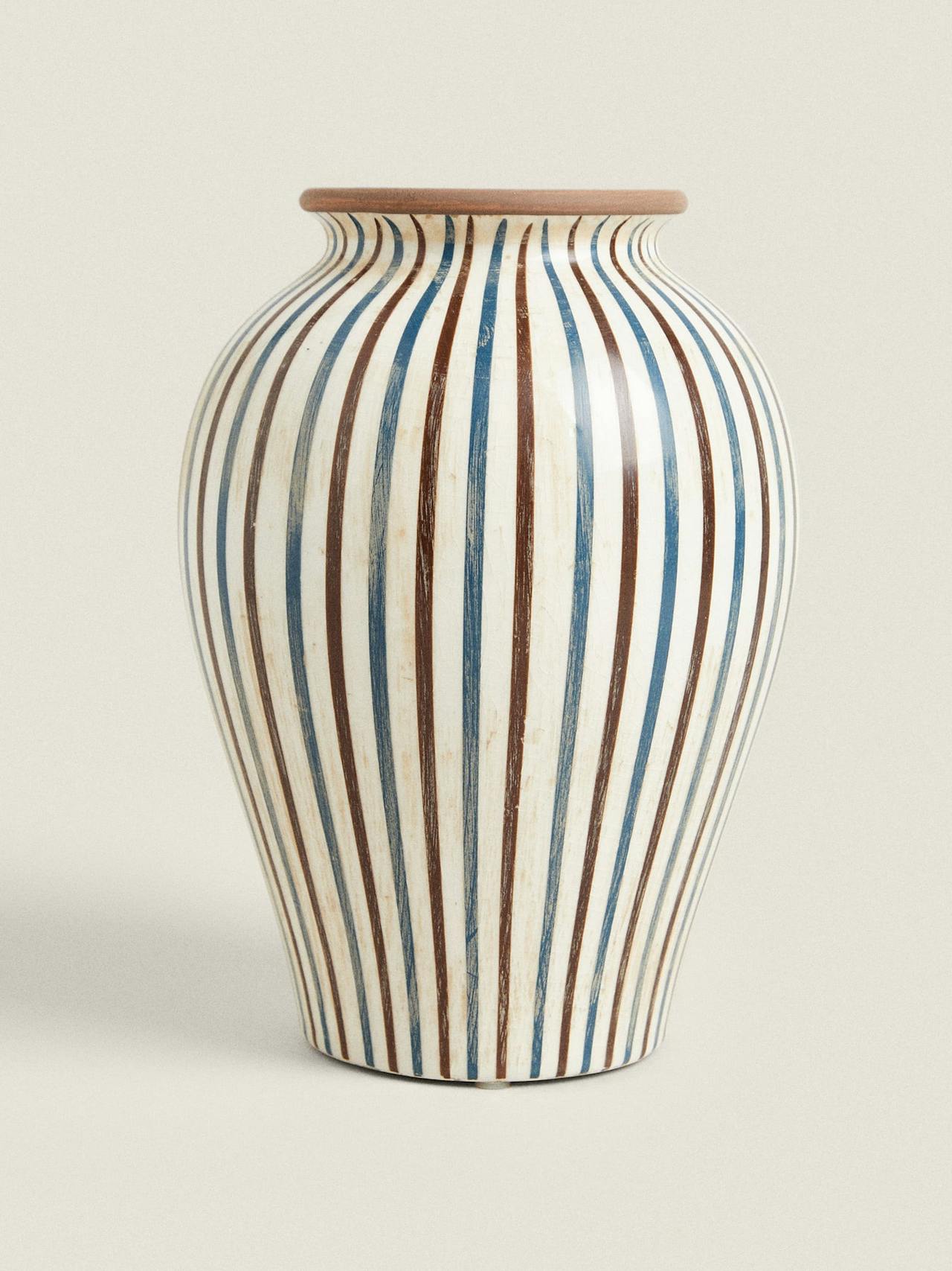 Striped ceramic vase