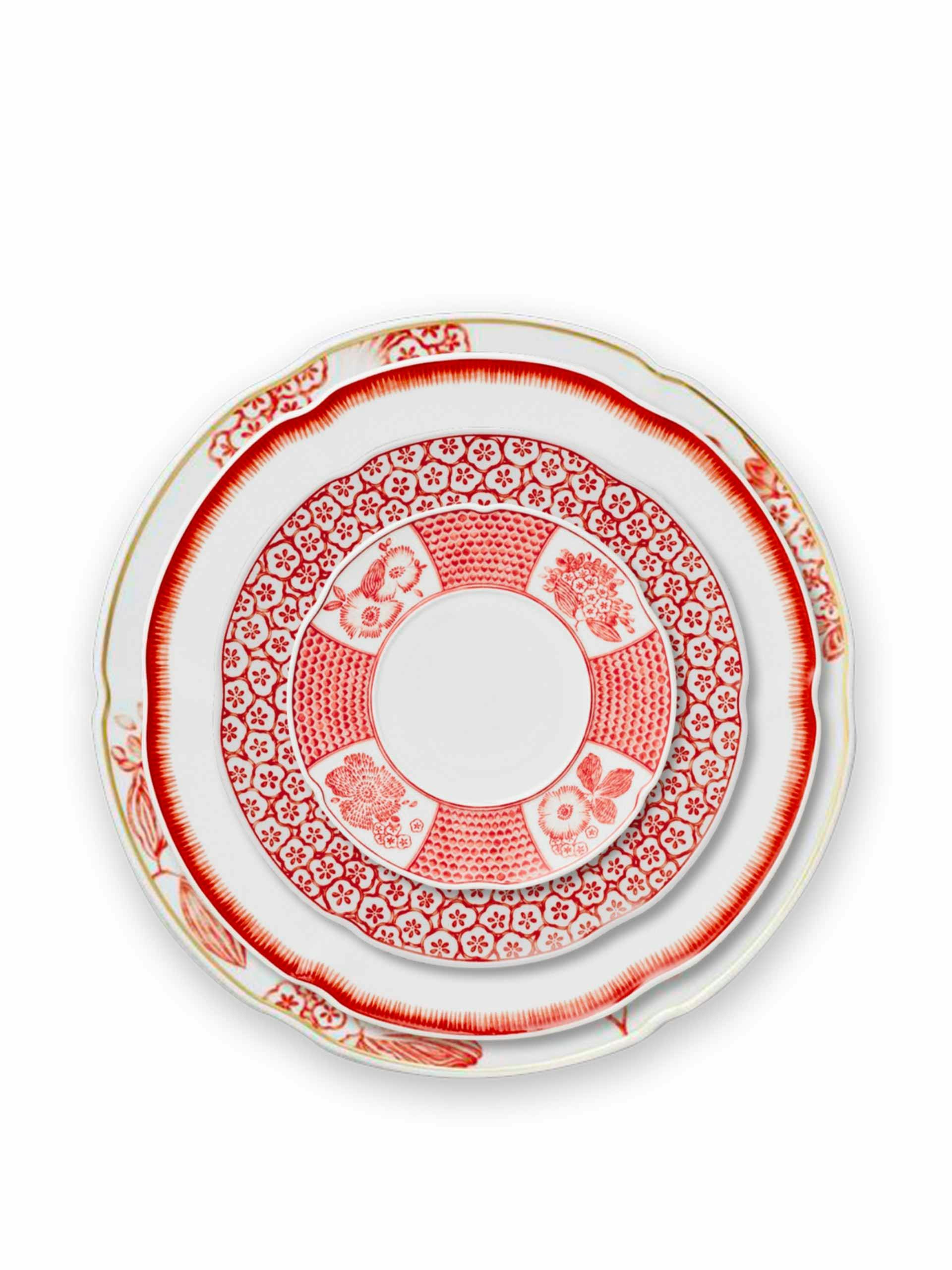 Red and white dinner set