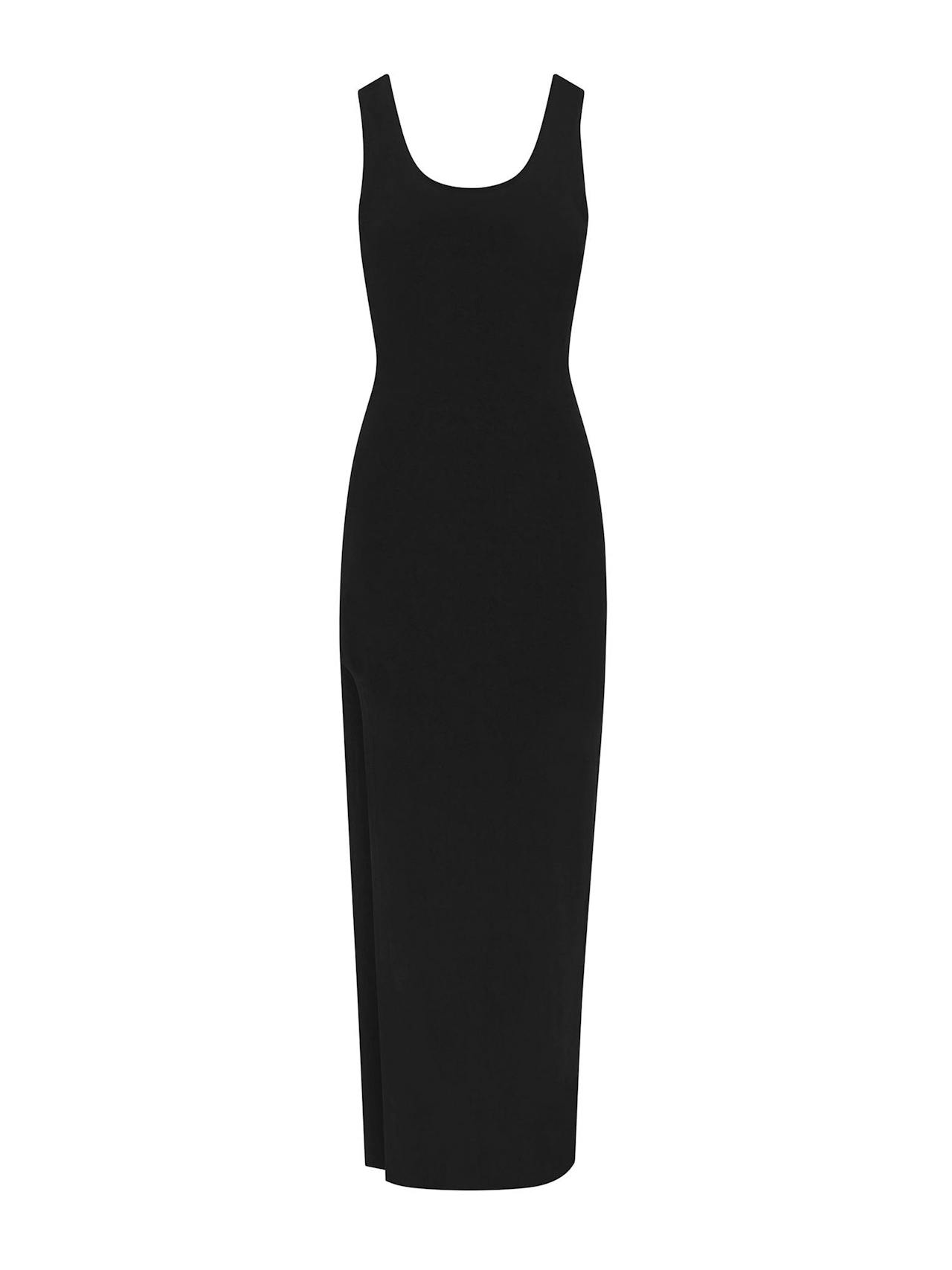 Open Back Tank maxi dress with side slit in stretch cupro
