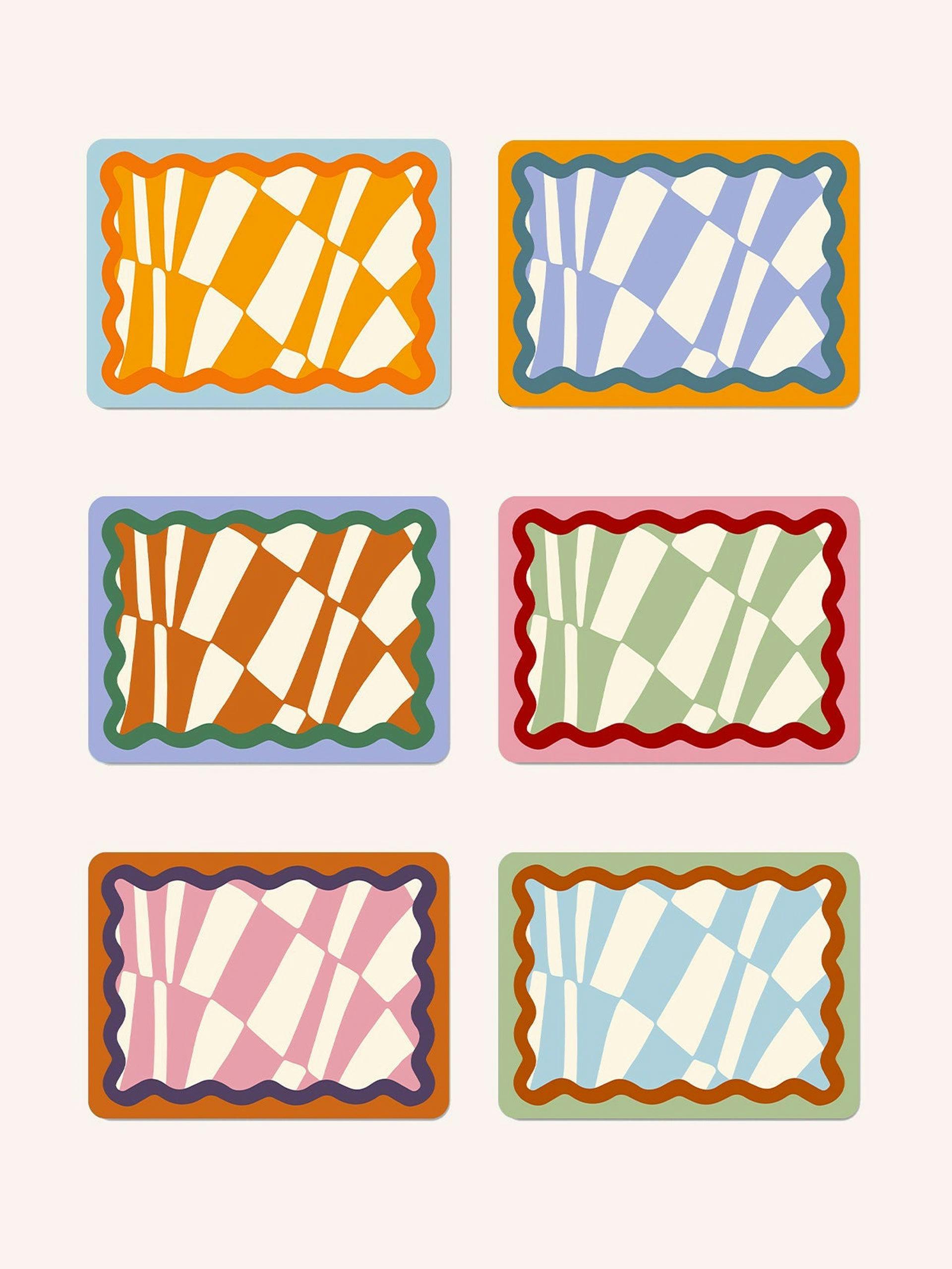 Multi-coloured Cheeseboard placemats (set of 6)